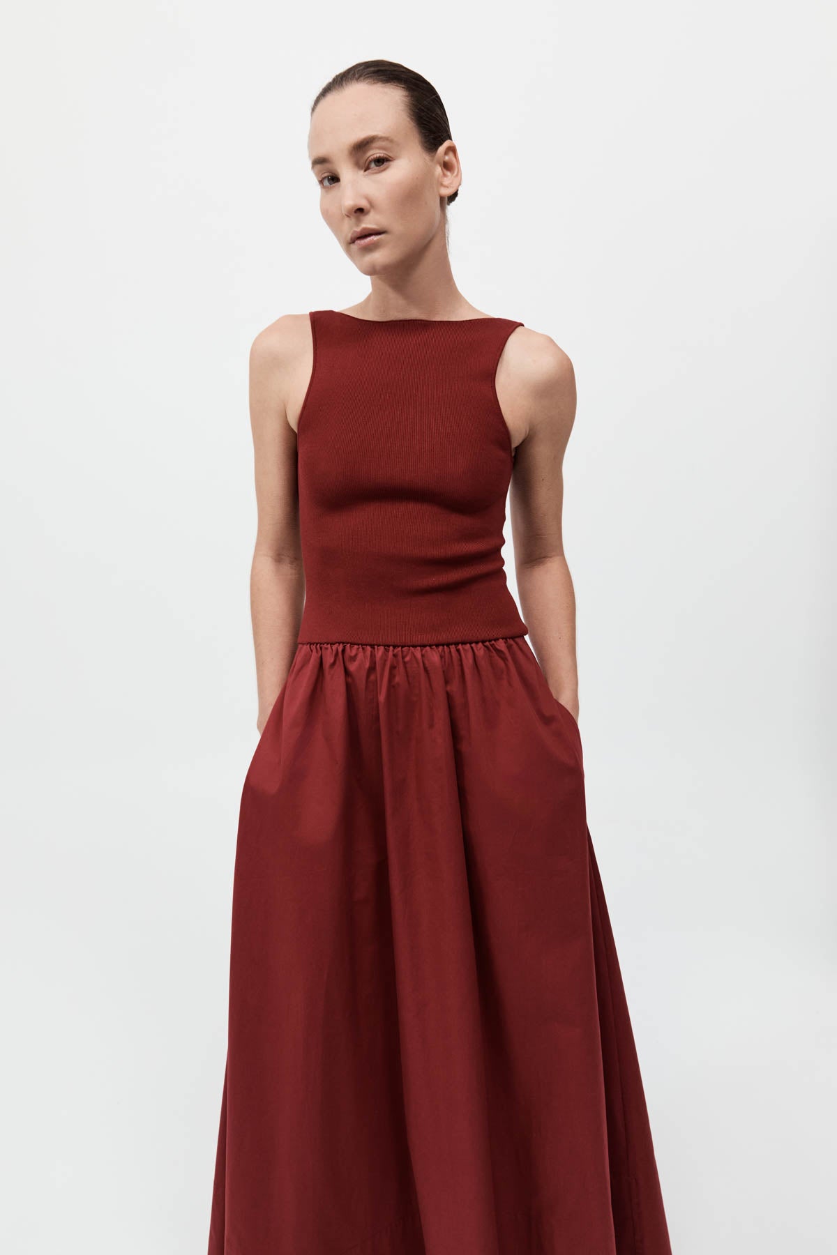 St. Agni Bateau Cut Out Dress Berry