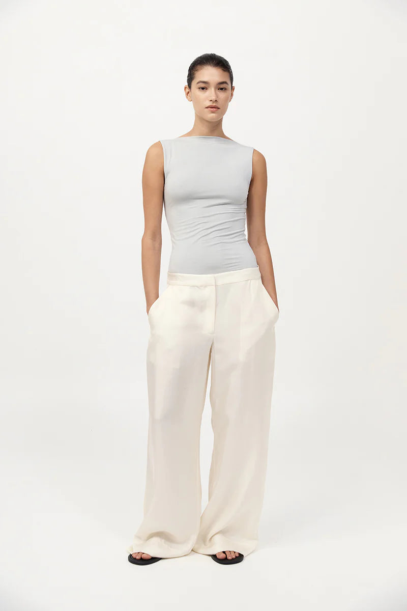 St. Agni Cupro Jersey Top - Silver