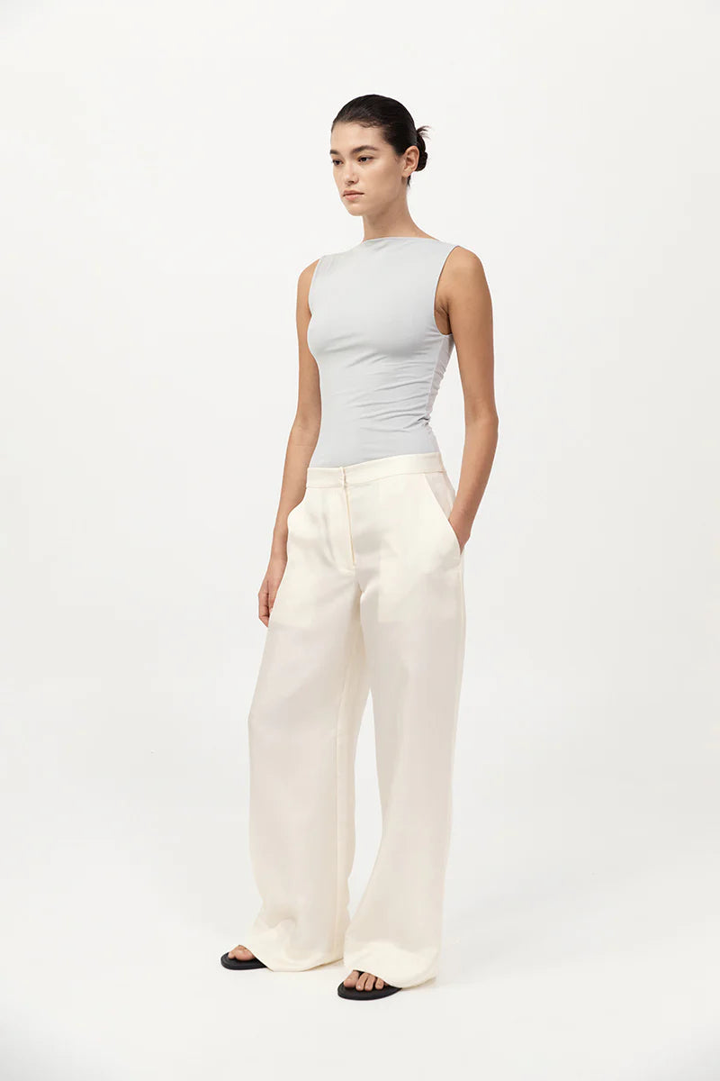 St. Agni Cupro Jersey Top - Silver