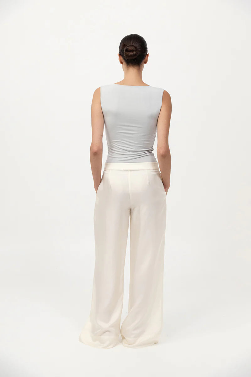 St. Agni Cupro Jersey Top - Silver