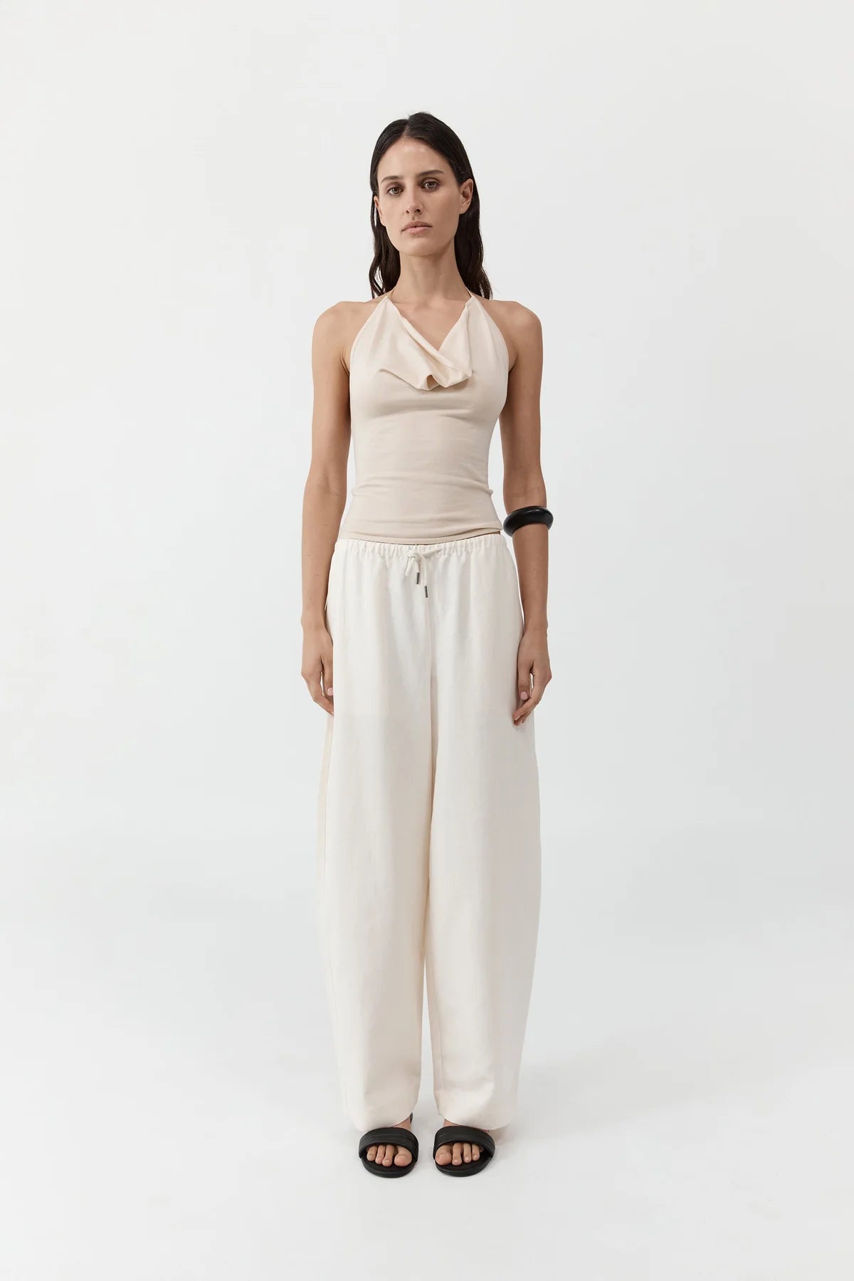 St. Agni Fine Drawstring Relaxed Pants - Ivory