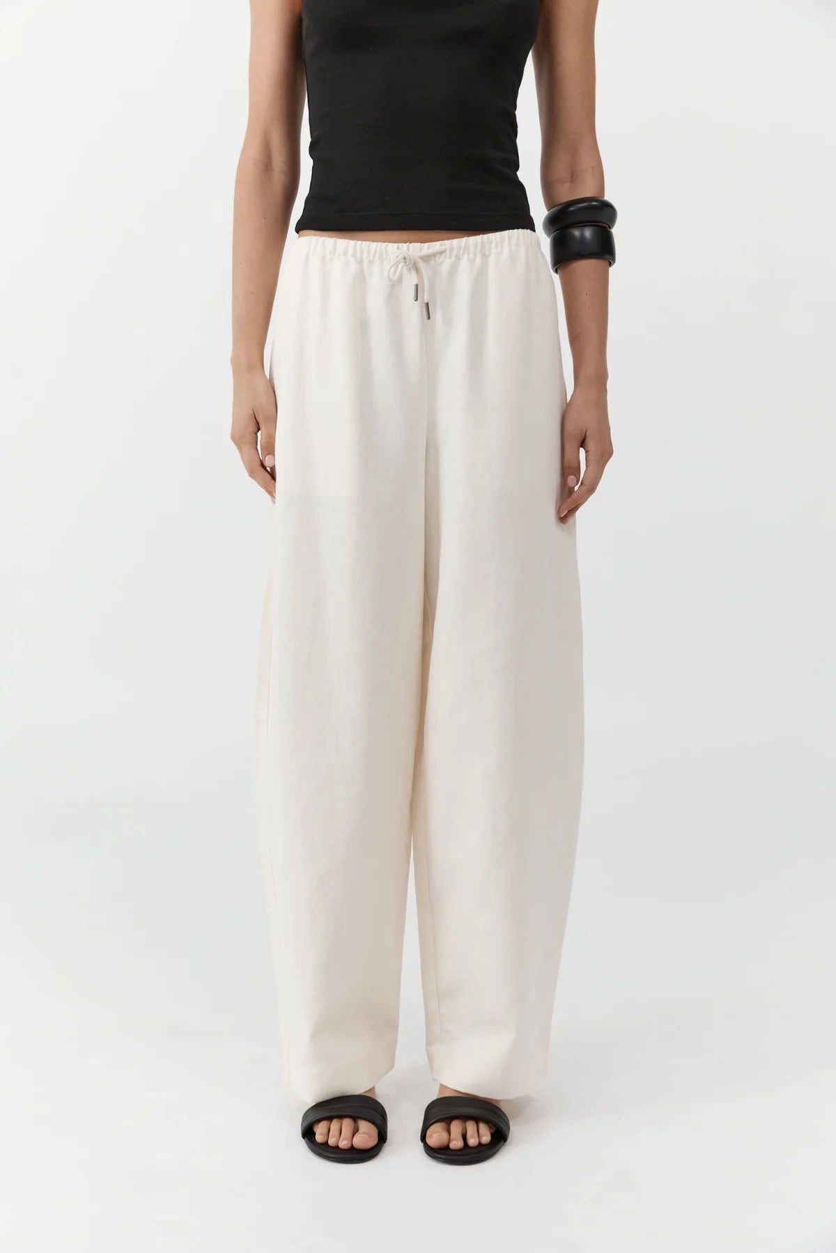 St. Agni Fine Drawstring Relaxed Pants - Ivory
