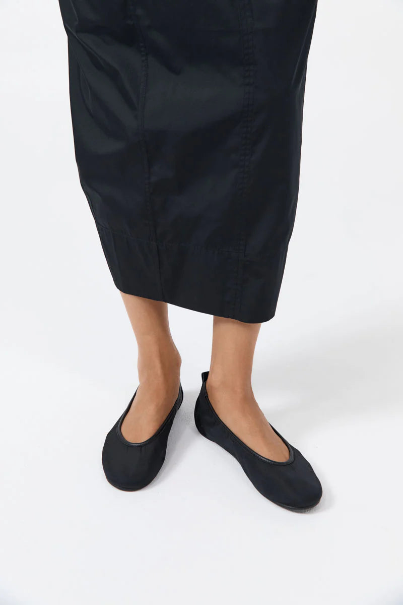 St. Agni Satin Ballet Flat - Black