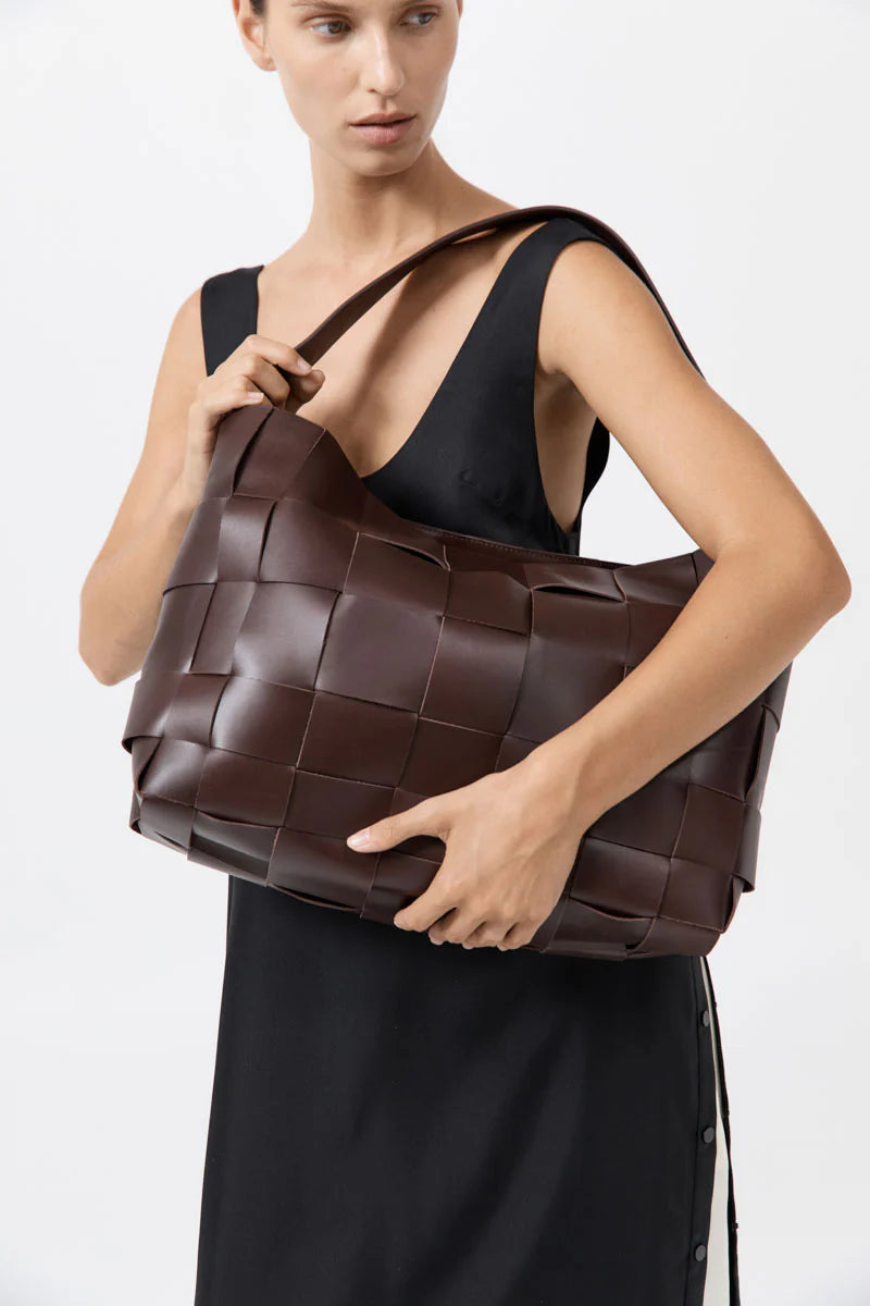 St. Agni Woven Large Tote - Chocolate