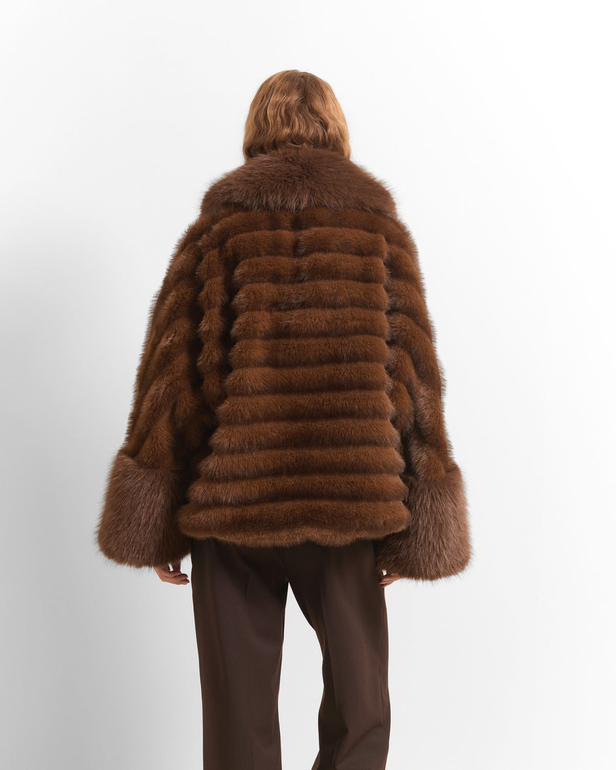 Beatrice B Cropped Faux Fur Jacket with Maxi Collar