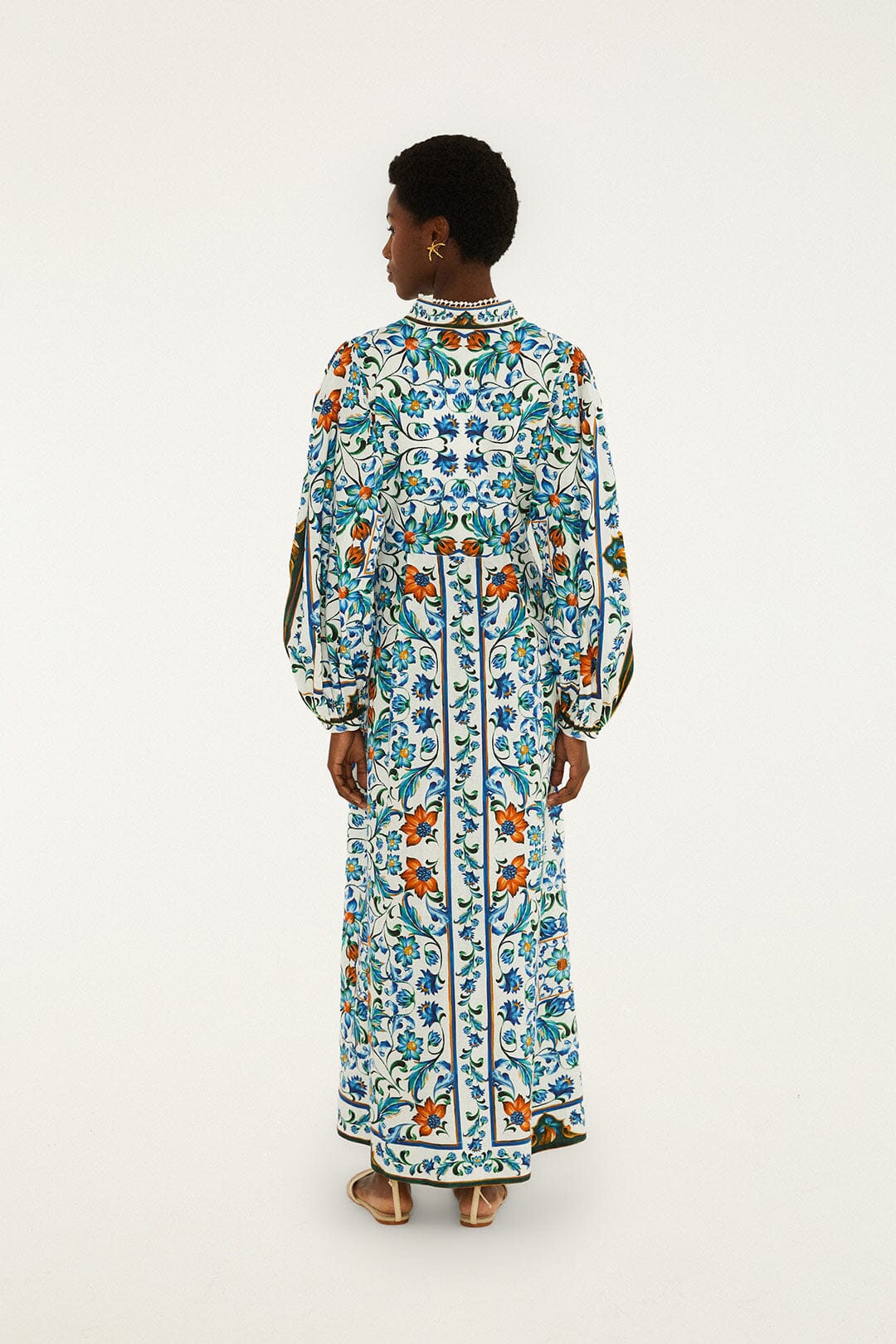 Farm Rio Off-White Flora Tile Lenzing Ecovero Euroflax Maxi Dress