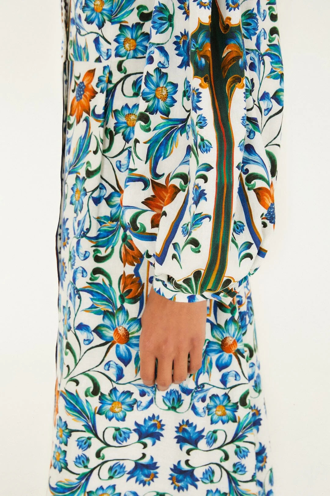 Farm Rio Off-White Flora Tile Lenzing Ecovero Euroflax Maxi Dress