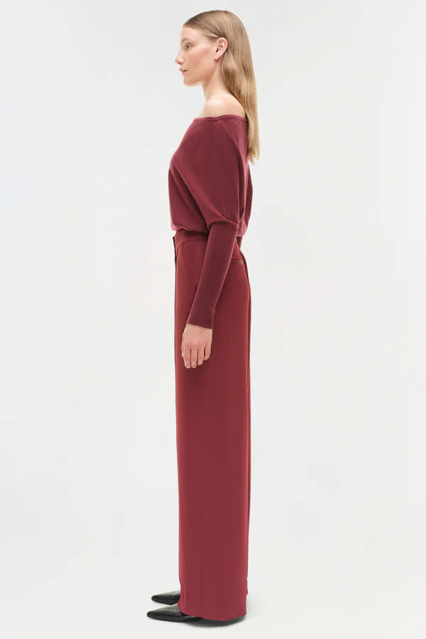 Simkhai Kyra Satin Wide Leg Pant - Cranberry