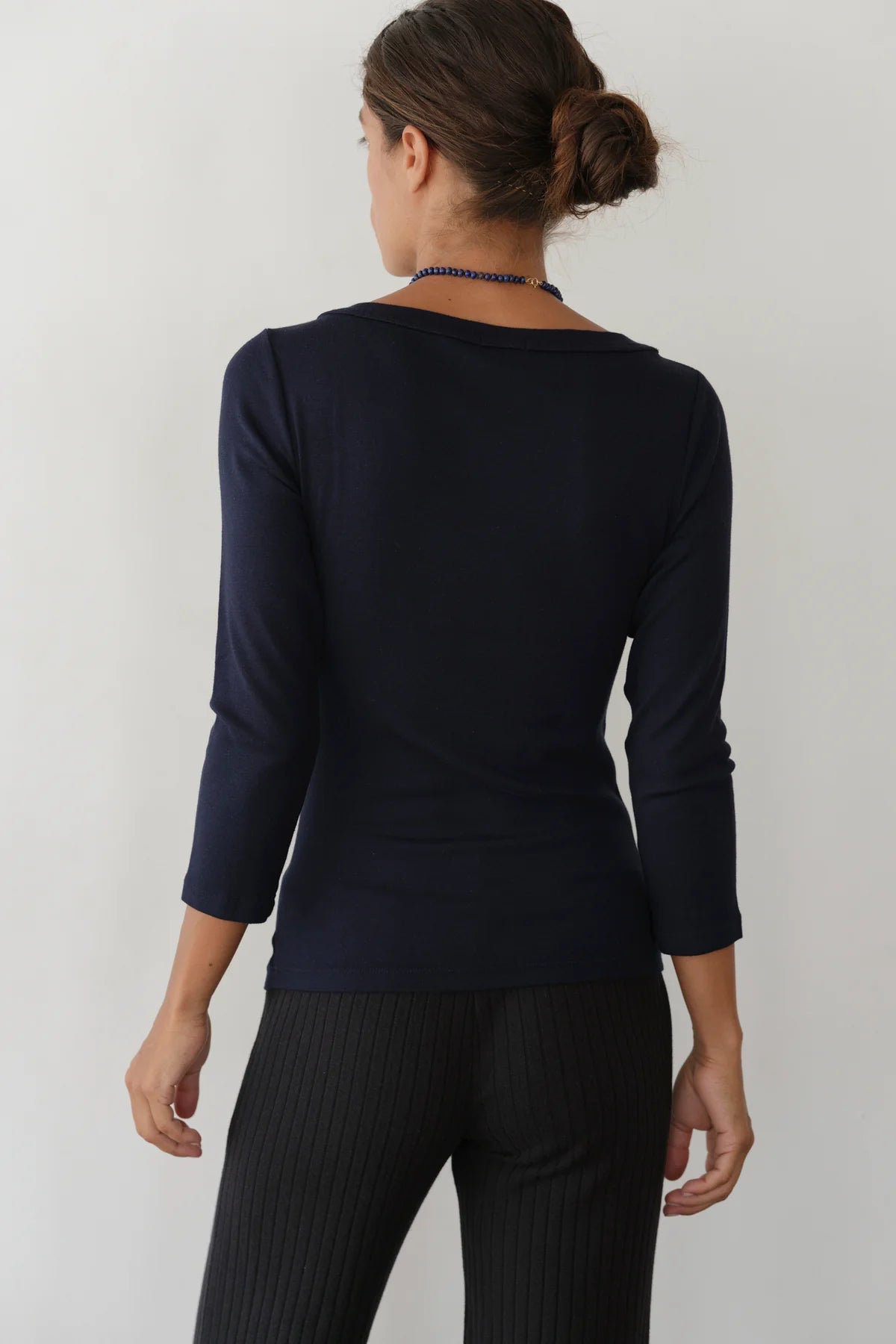 Donni Baby Rib Boat Neck - Navy