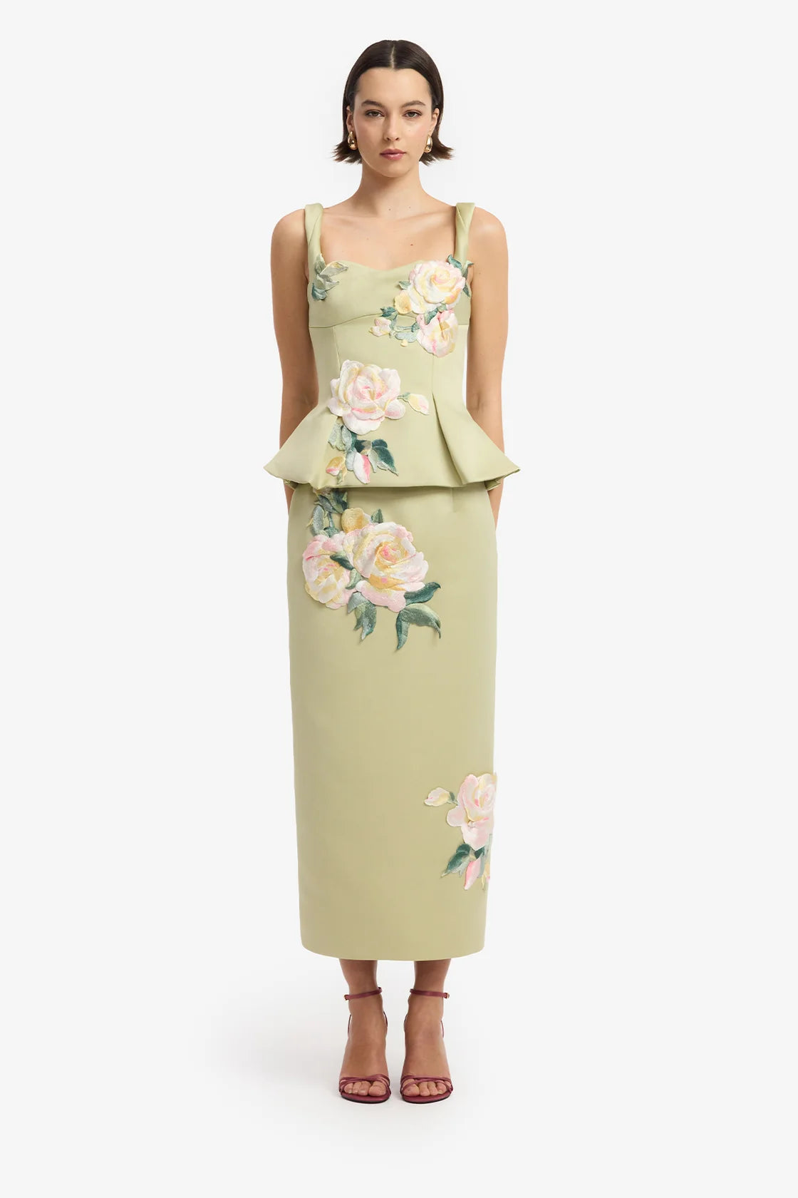 Leo Lin Quinn Embroidered Midi Skirt