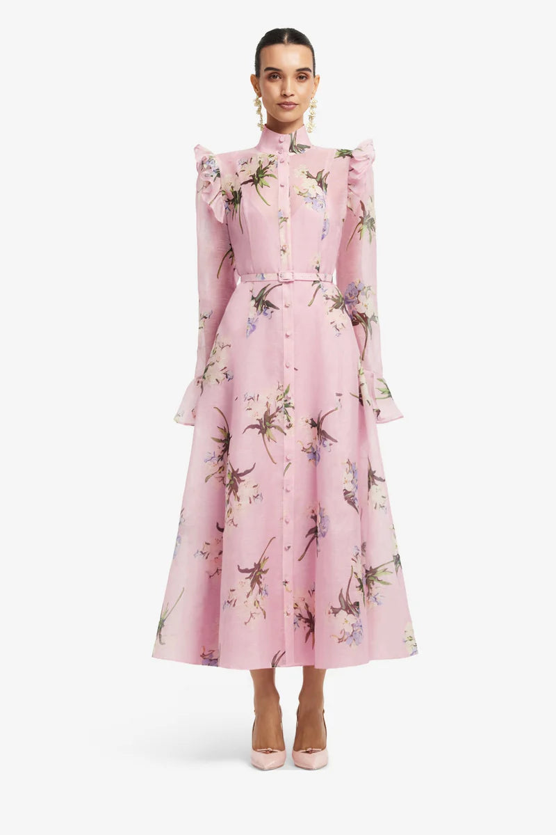 Leo Lin Katrina Butterfly Sleeve Midi Dress