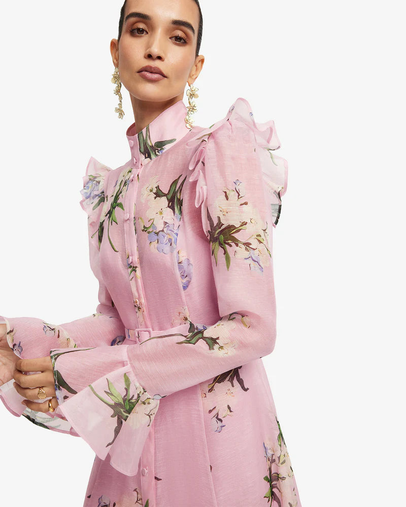 Leo Lin Katrina Butterfly Sleeve Midi Dress