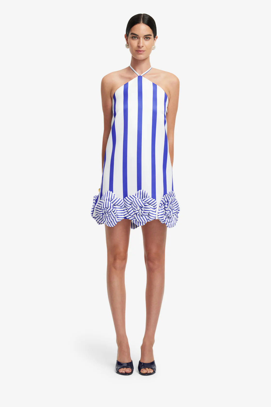 Leo Lin Suzy Striped Halterneck Mini Dress