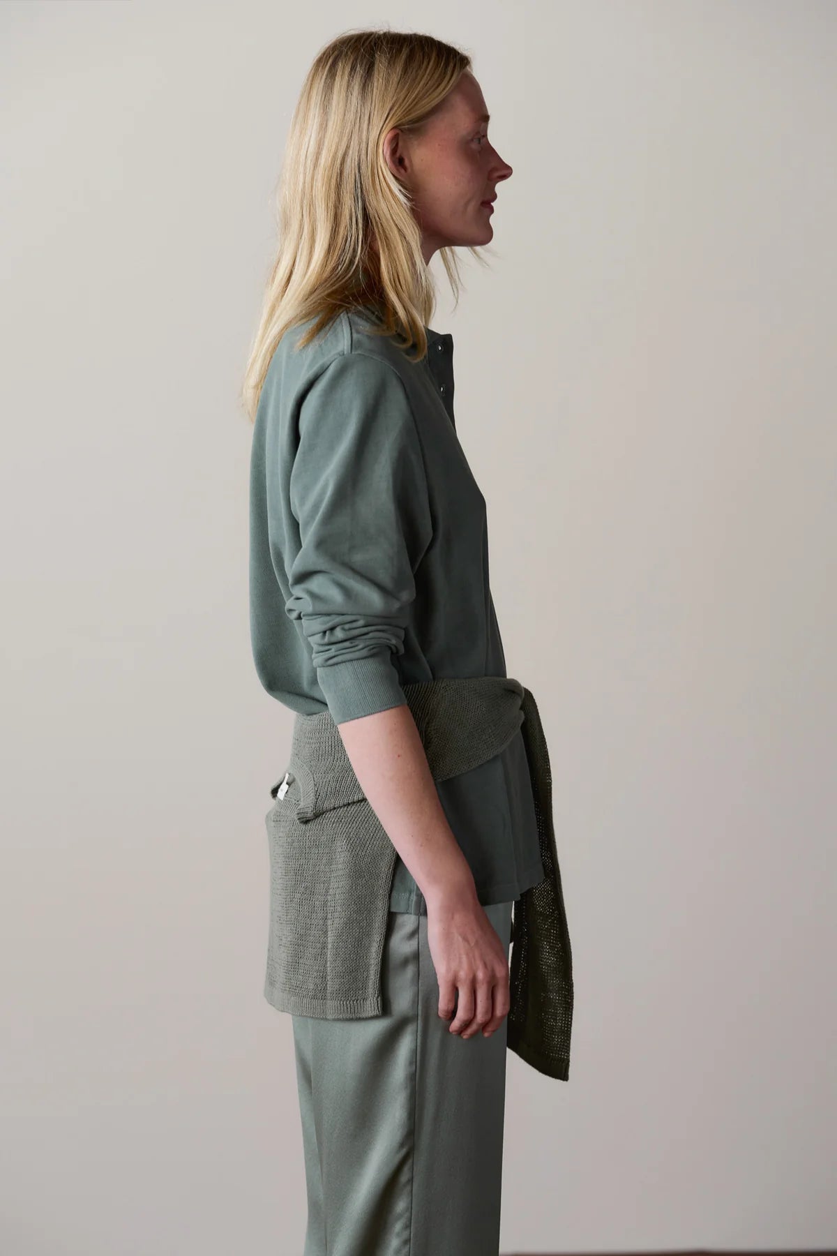 Donni Pique Longsleeve Polo - Sage