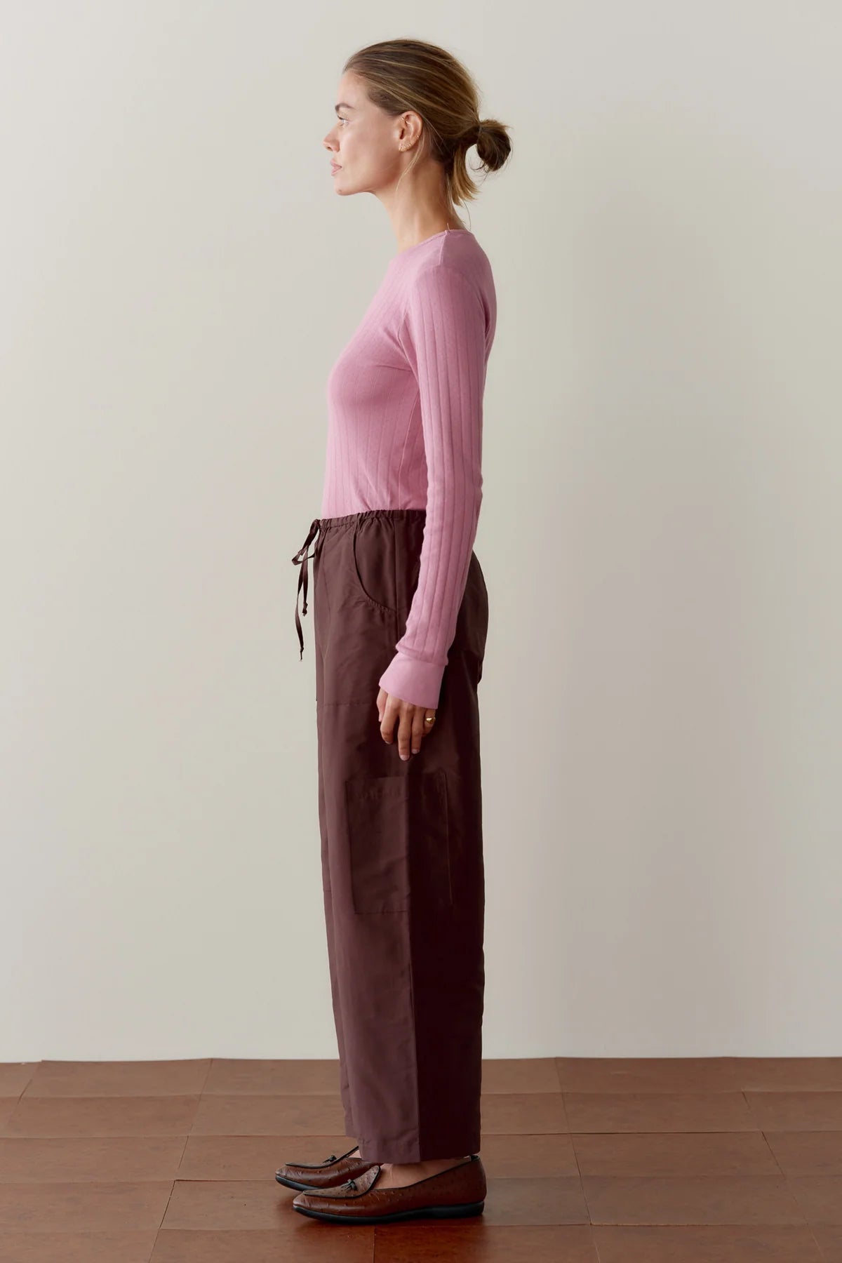 Donni Silk Taffeta Cargo Pant - Espresso