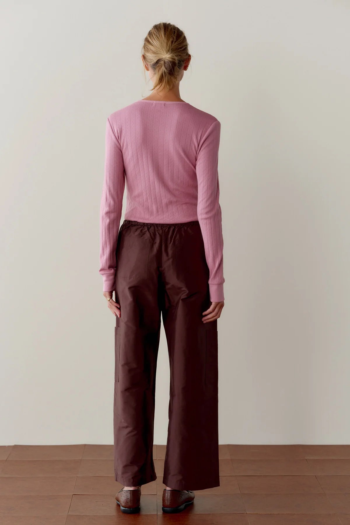 Donni Silk Taffeta Cargo Pant - Espresso