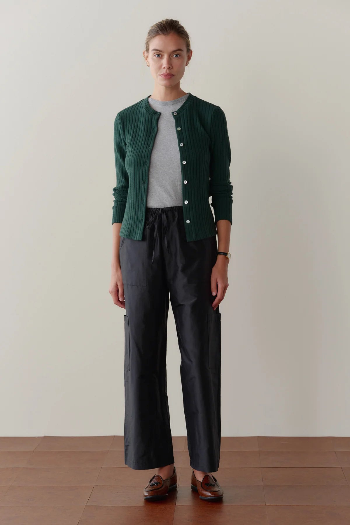 Donni Silk Taffeta Cargo Pant - Jet