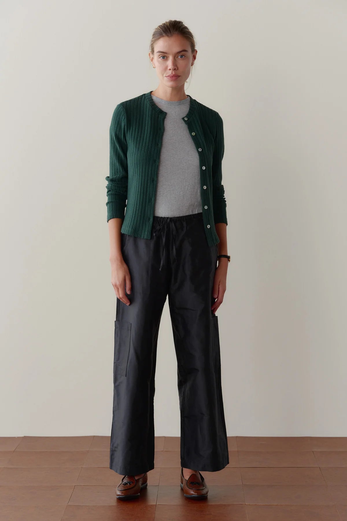 Donni Silk Taffeta Cargo Pant - Jet