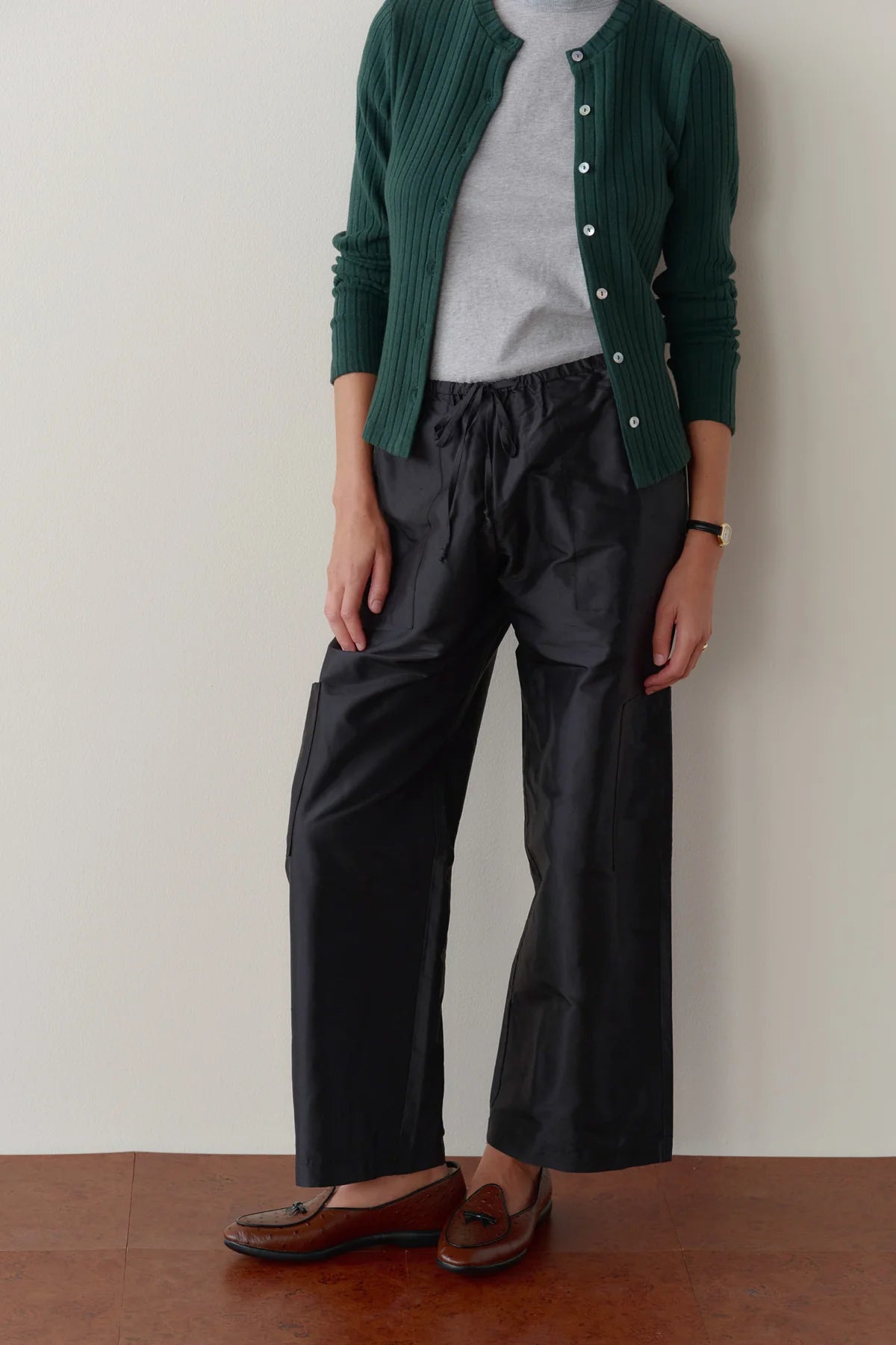 Donni Silk Taffeta Cargo Pant - Jet