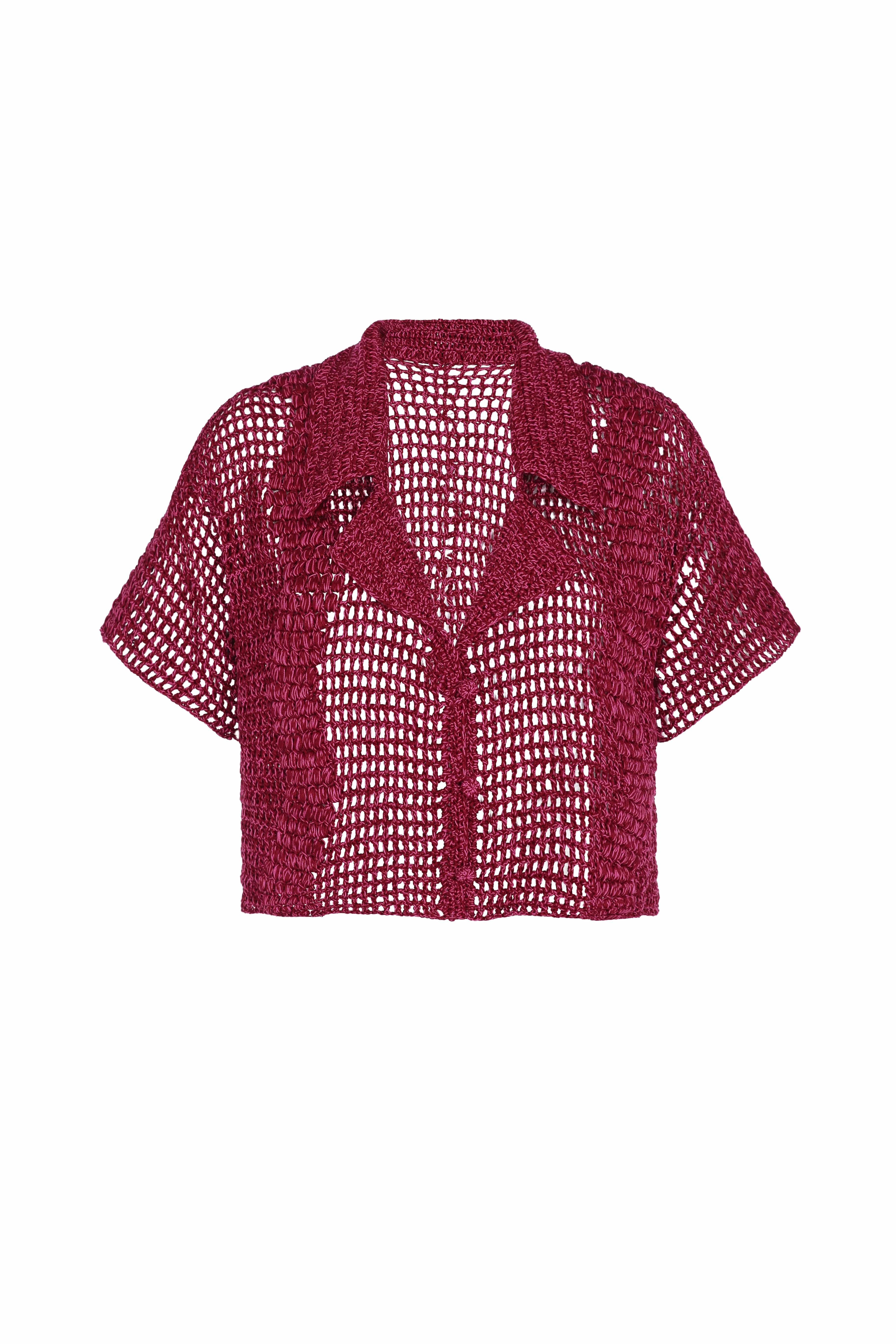 Mozhdeh Matin Zig Zag Crochet Crop Shirt