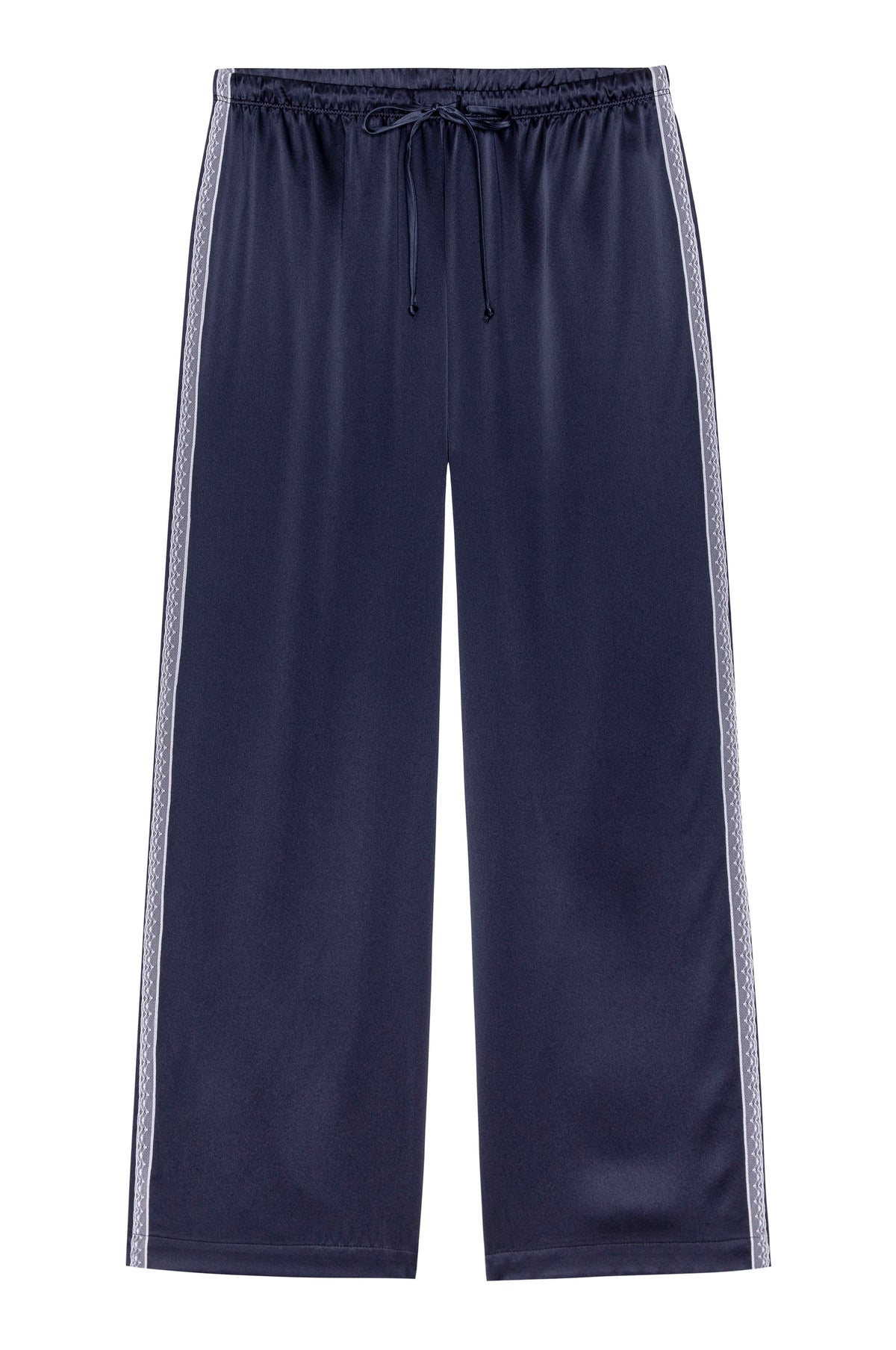 Donni Silk Lace Stripe Crop Pant - Navy