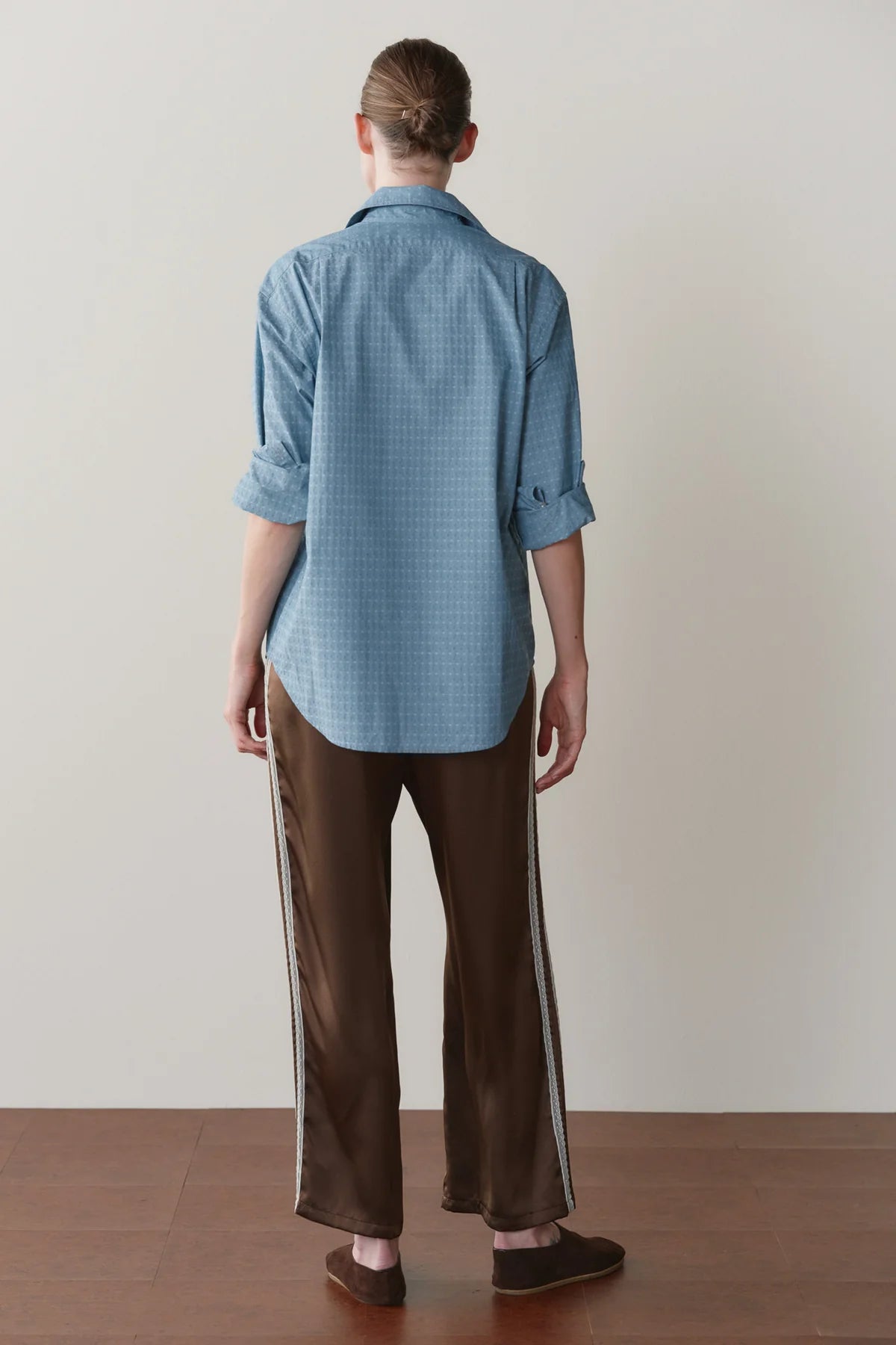 Donni Silk Lace Stripe Crop Pant - Espresso