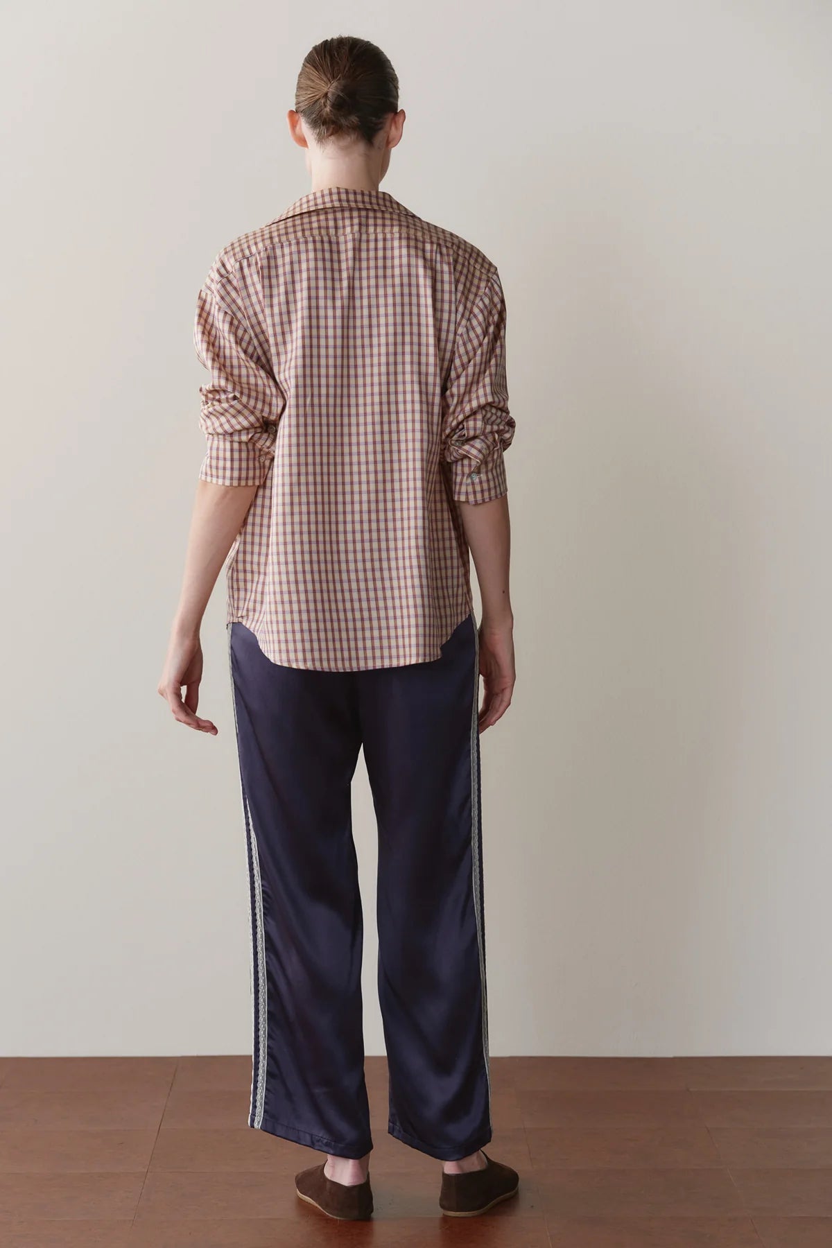 Donni Silk Lace Stripe Crop Pant - Navy