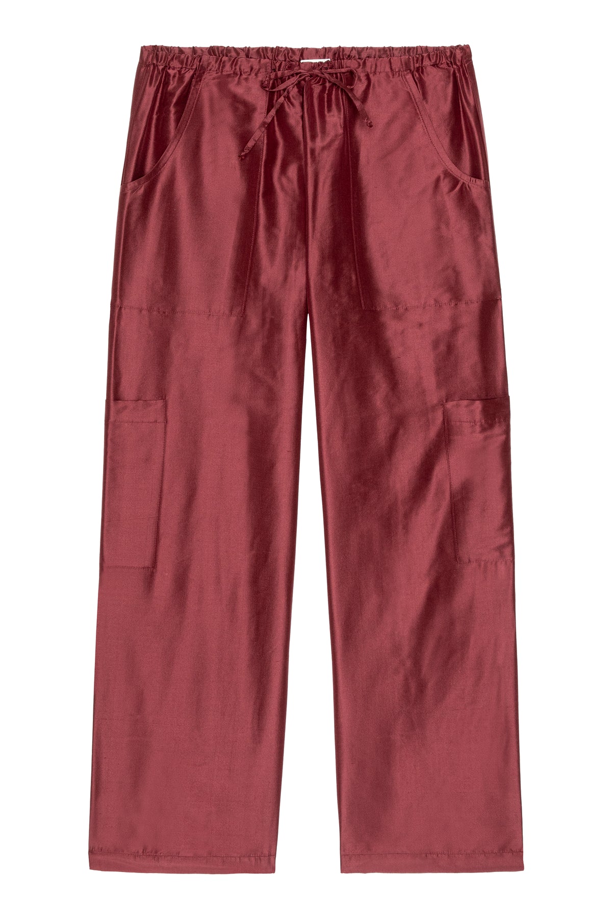 Donni Silk Taffeta Cargo Pant - Oxblood