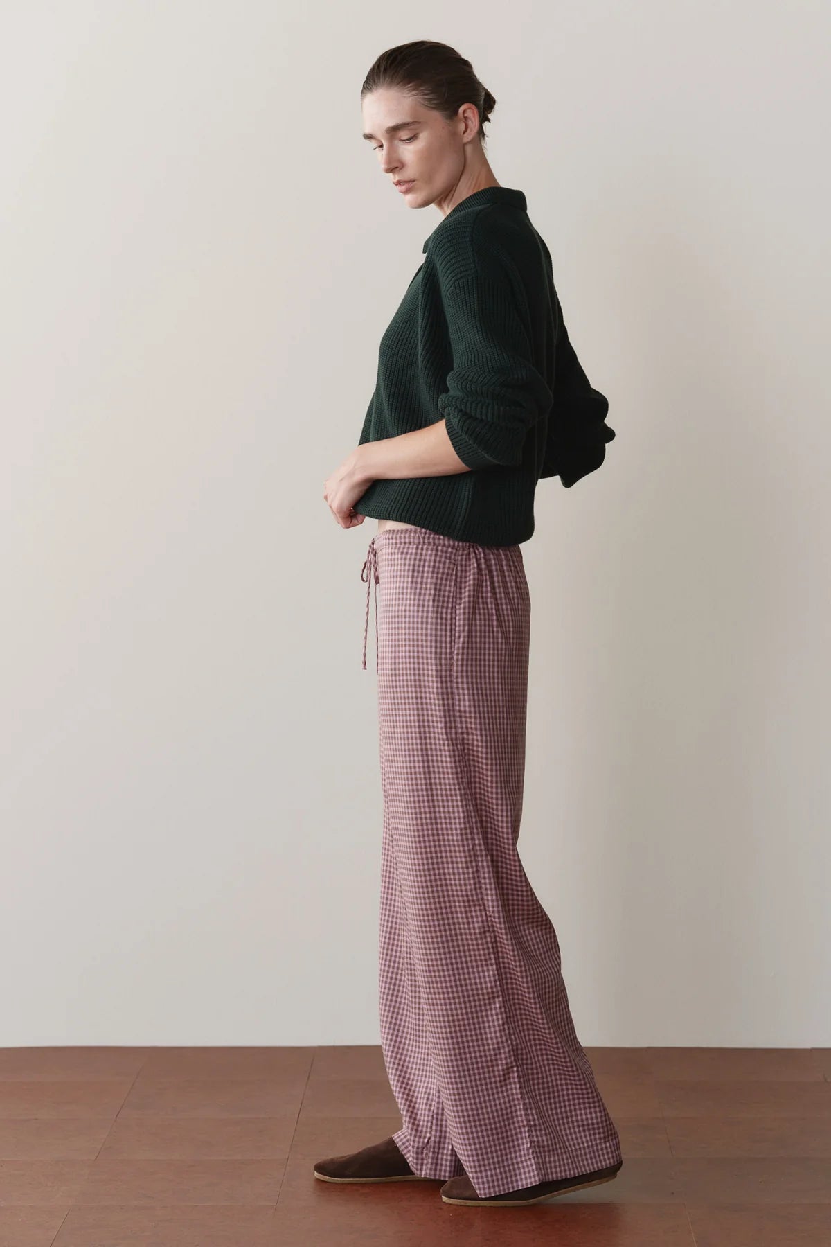 Donni Tencel Plaid Tie Pant