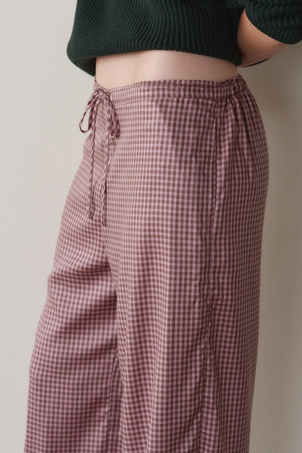 Donni Tencel Plaid Tie Pant