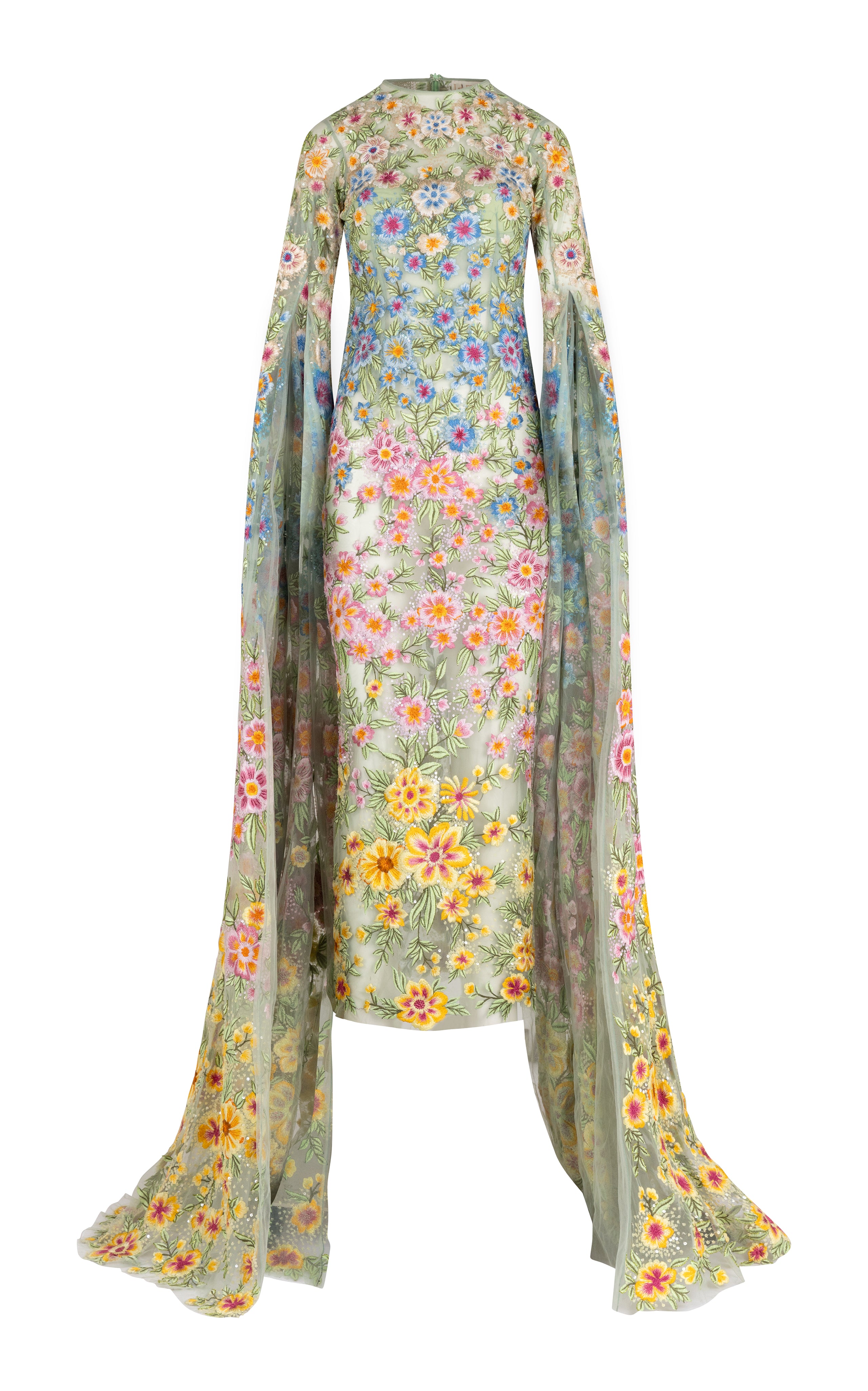 La Fuori Coralina Embroderied Long Sleeved Gown