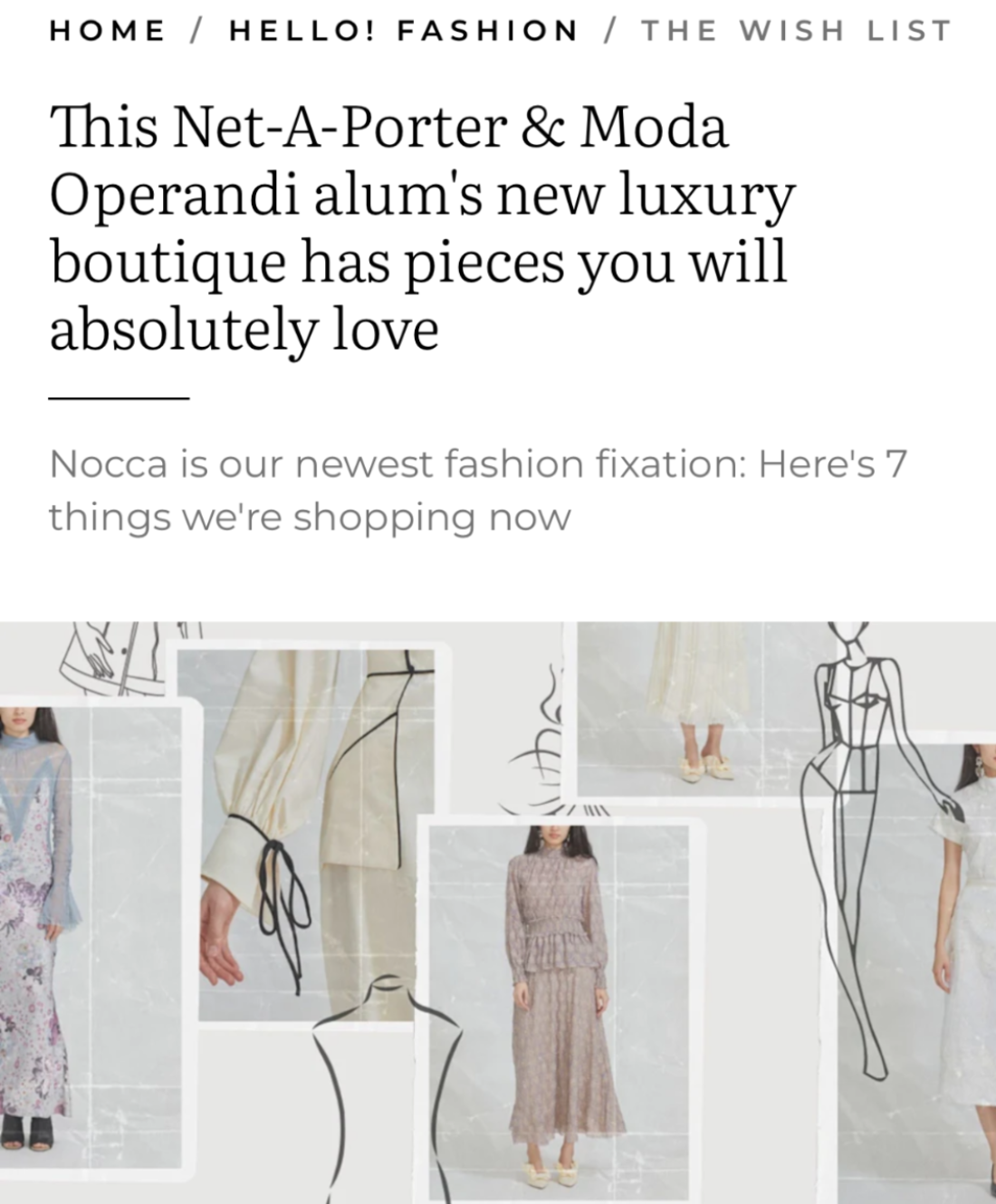 A curated wish list image, possibly showcasing top luxury fashion picks from Nocca Boutique