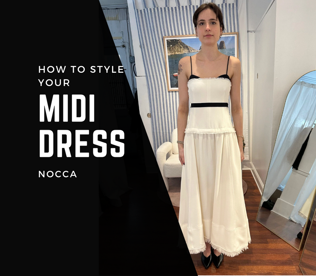 strapless smocked midi dress Mabel Eyelet Midi Dress Navy / M