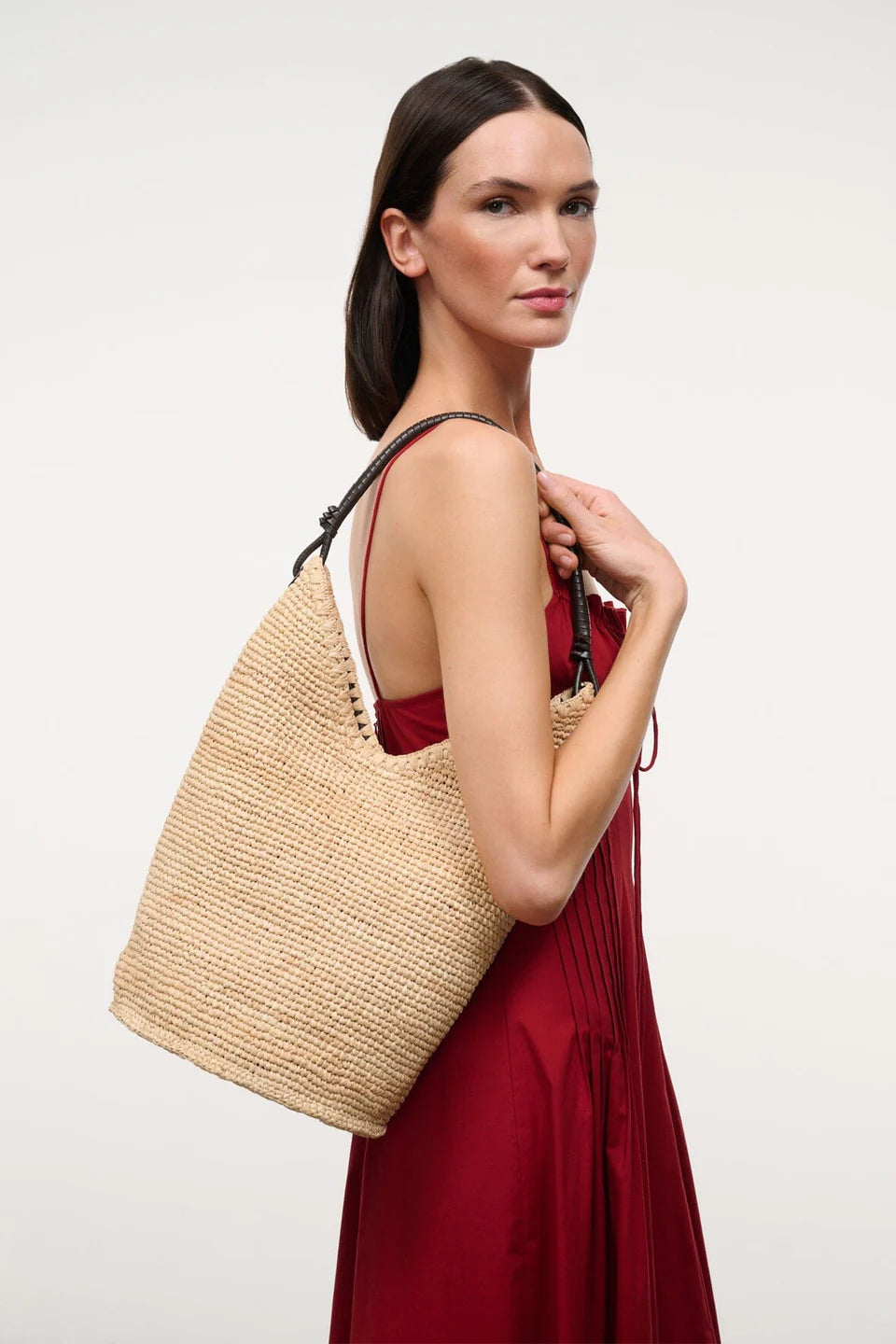 Staud Lani Large Raffia Bucket Bag