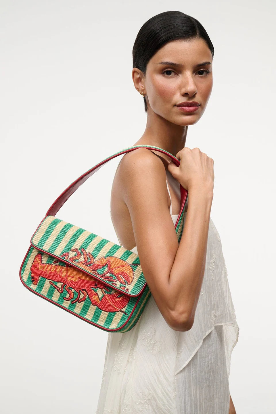 Staud Tommy Beaded Bag Lobster