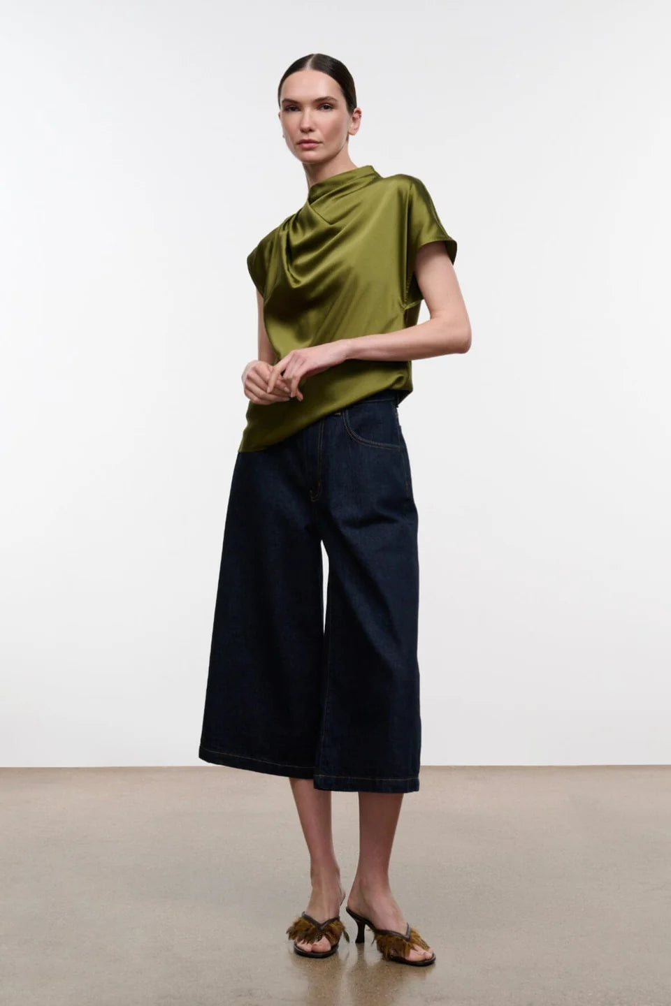 Staud Davina Silk Top - Pear