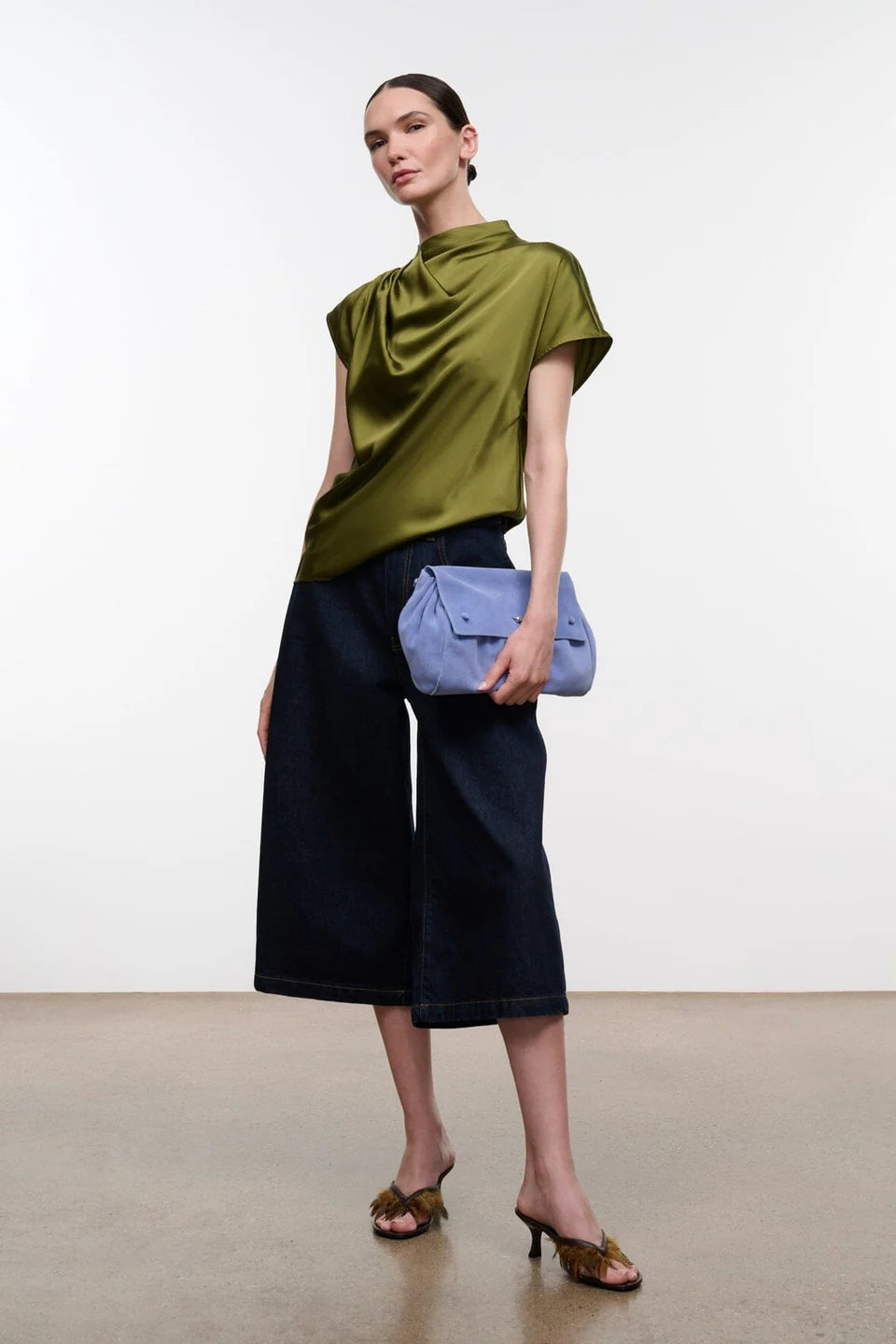 Staud Davina Silk Top - Pear