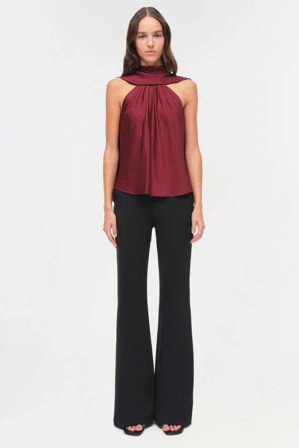 Simkhai Scarlett Satin Cape Top Cranberry