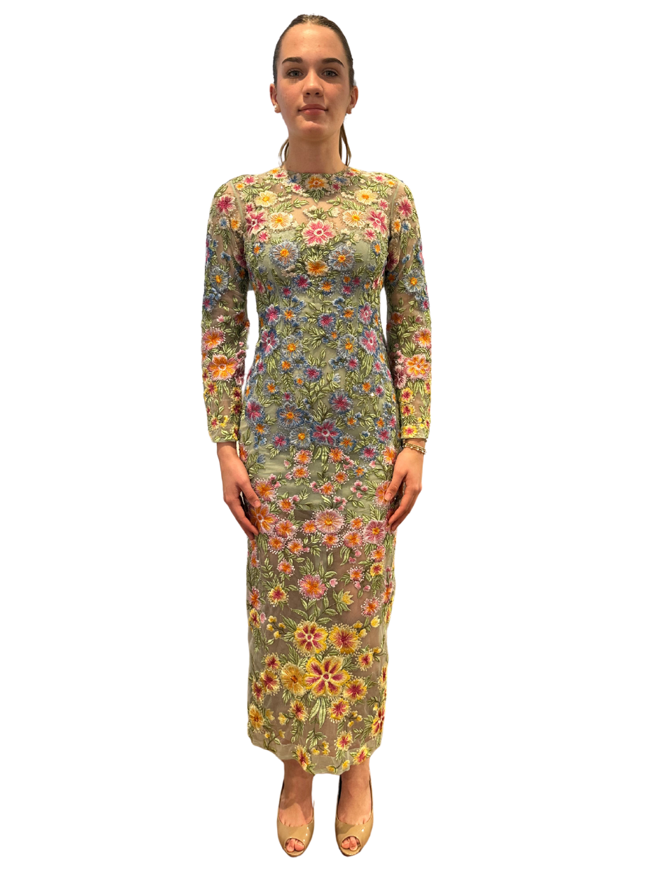 La Fuori Coralina Embroderied Long Sleeved Gown