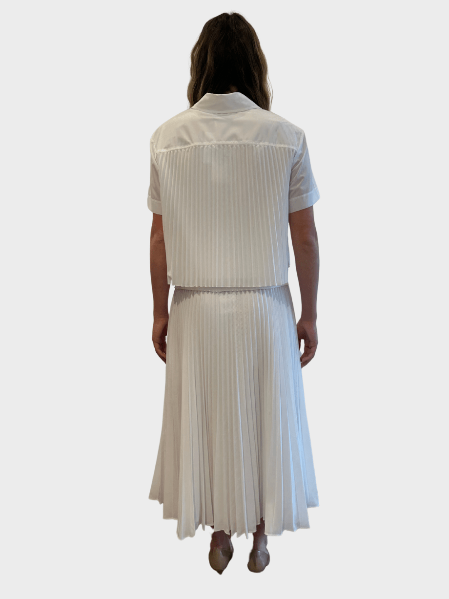 Simkhai Bernie Cotton Pleated Top White