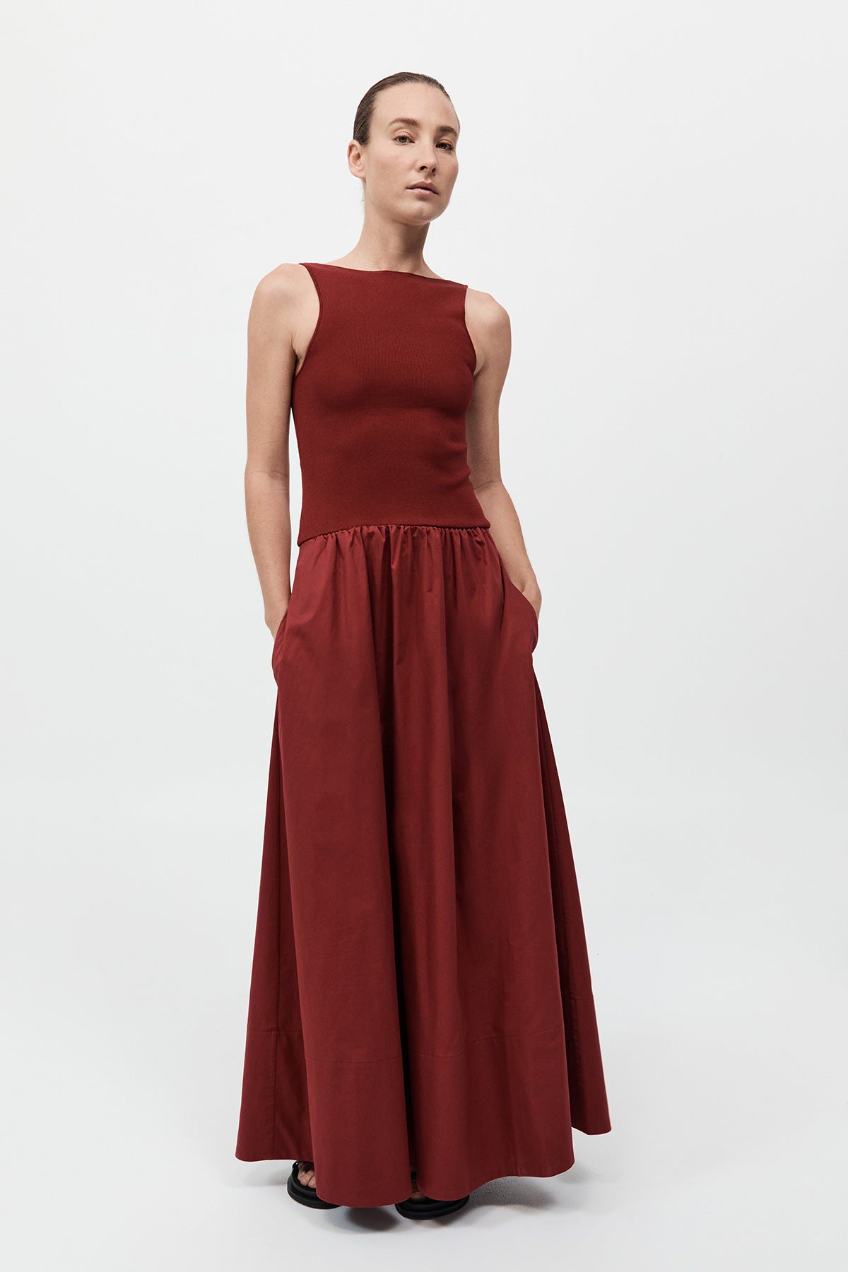 St. Agni Bateau Cut Out Dress Berry