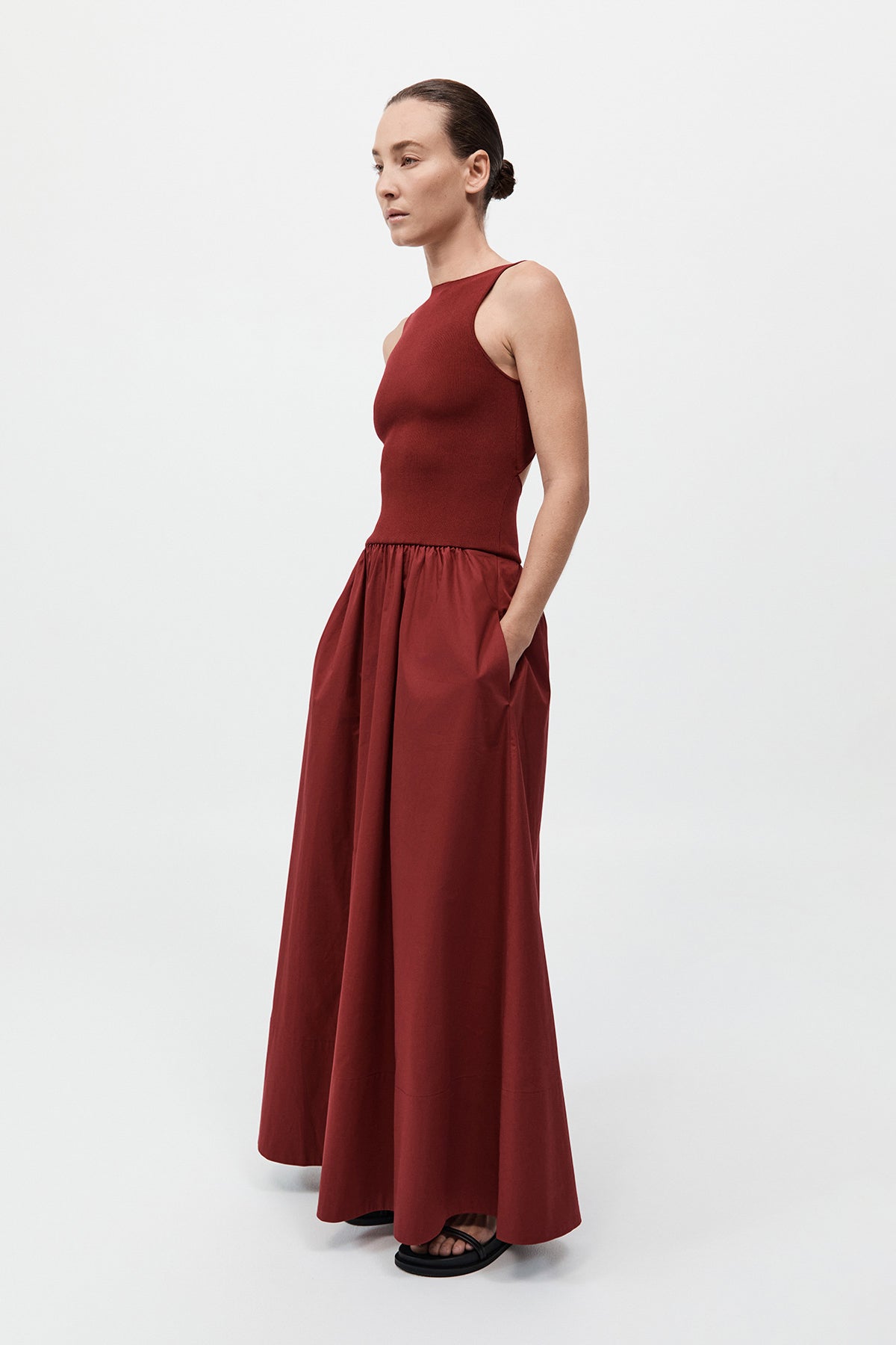 St. Agni Bateau Cut Out Dress Berry