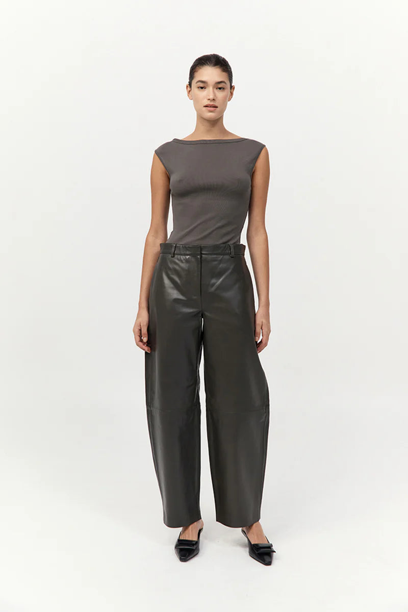 St. Agni Leather Balloon Pants - Khaki