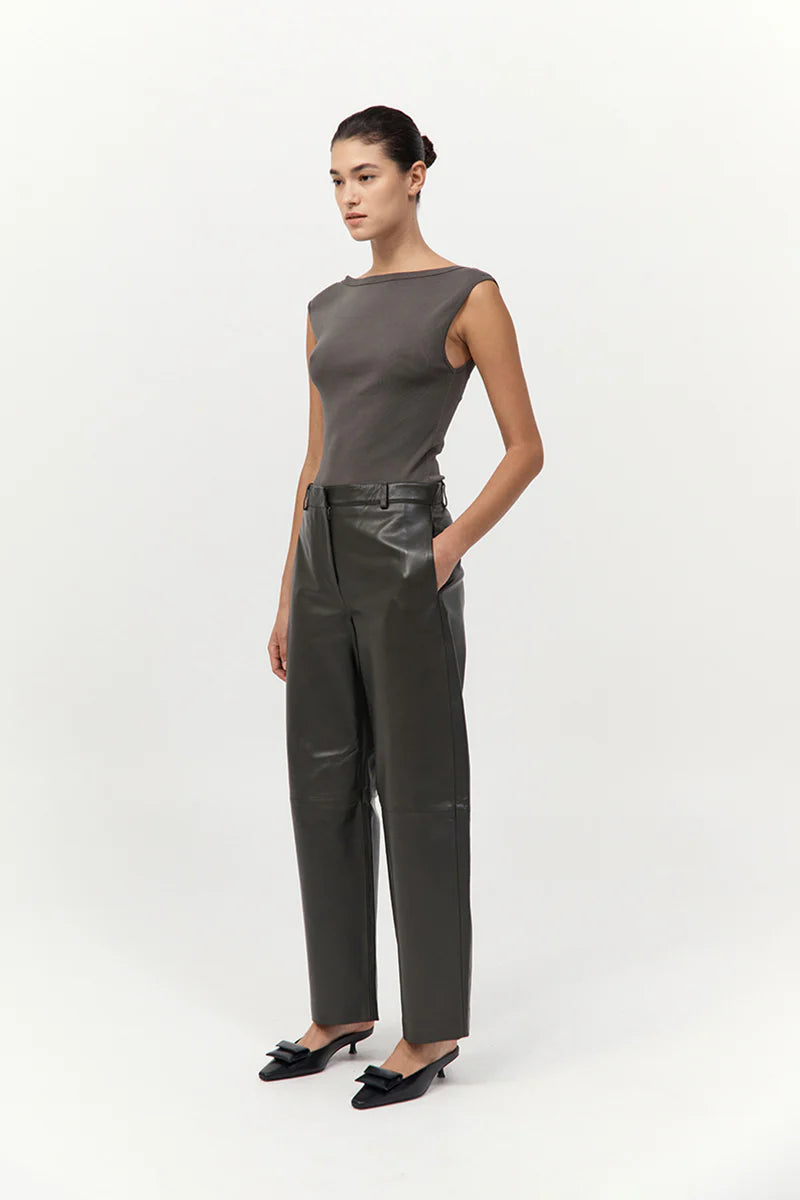 St. Agni Leather Balloon Pants - Khaki