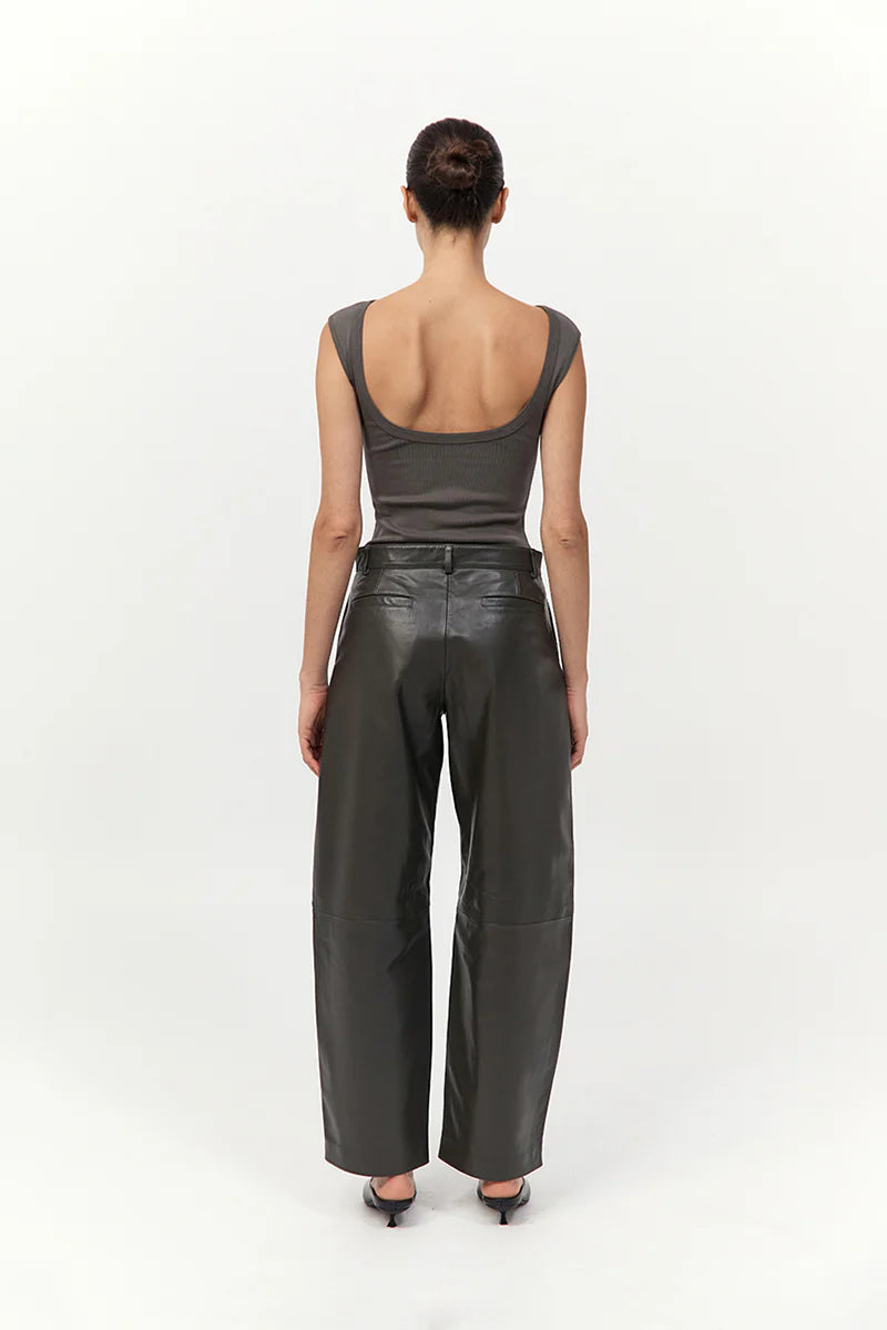 St. Agni Leather Balloon Pants - Khaki