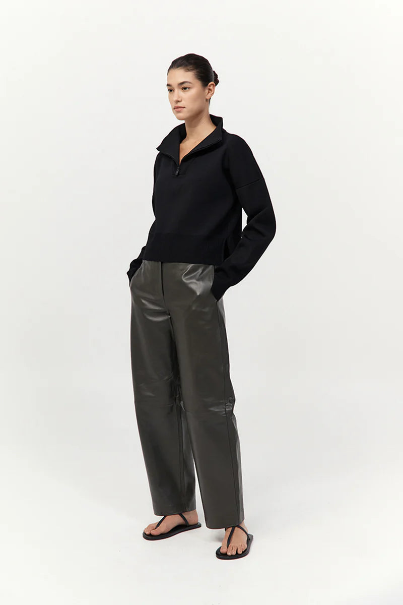 St. Agni Leather Balloon Pants - Khaki