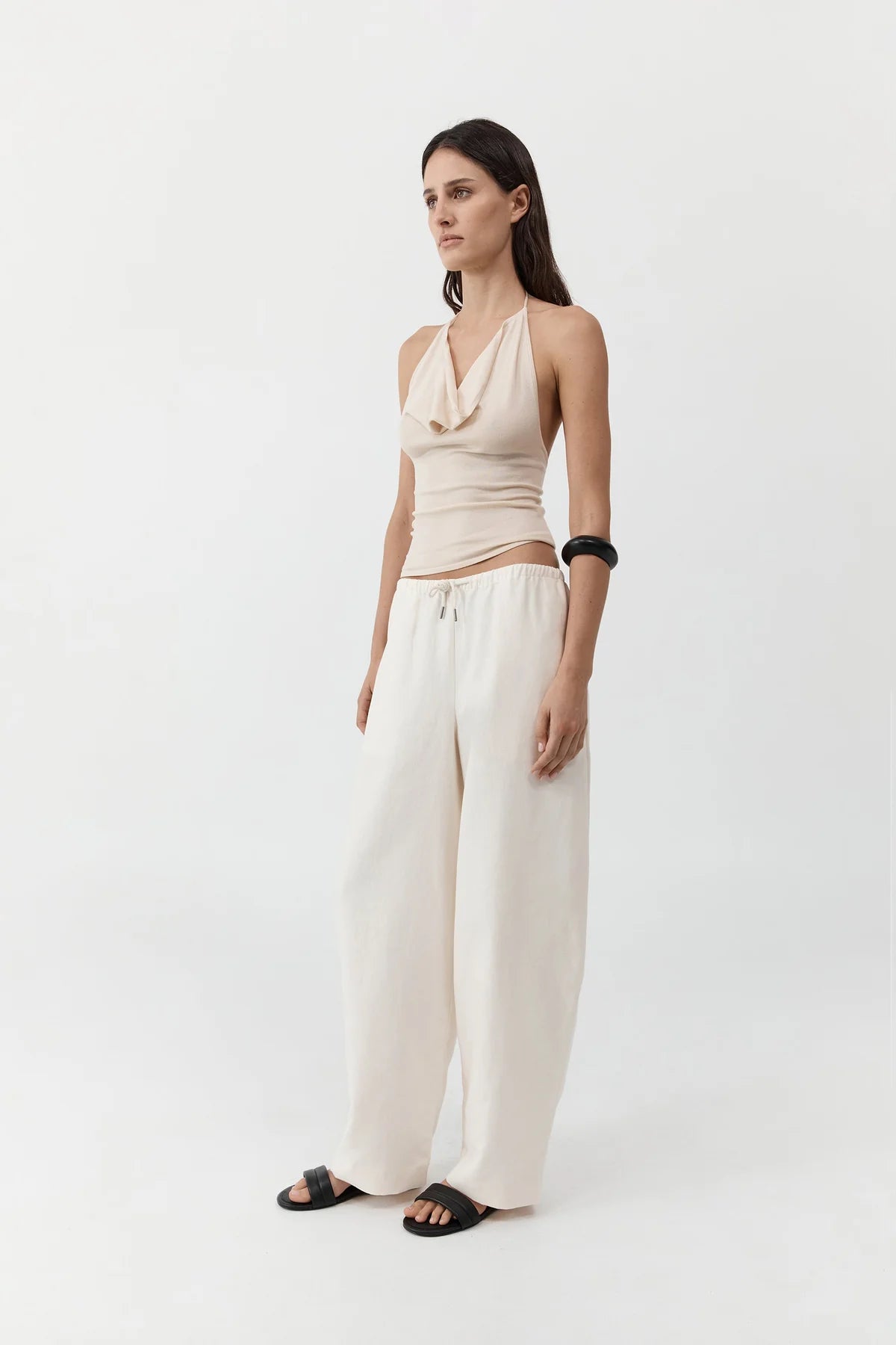 St. Agni Fine Drawstring Relaxed Pants - Ivory