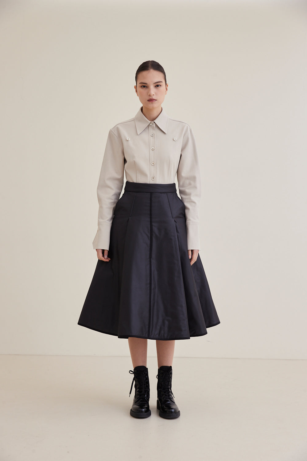 Hagahi A-line Padded Midi Skirt