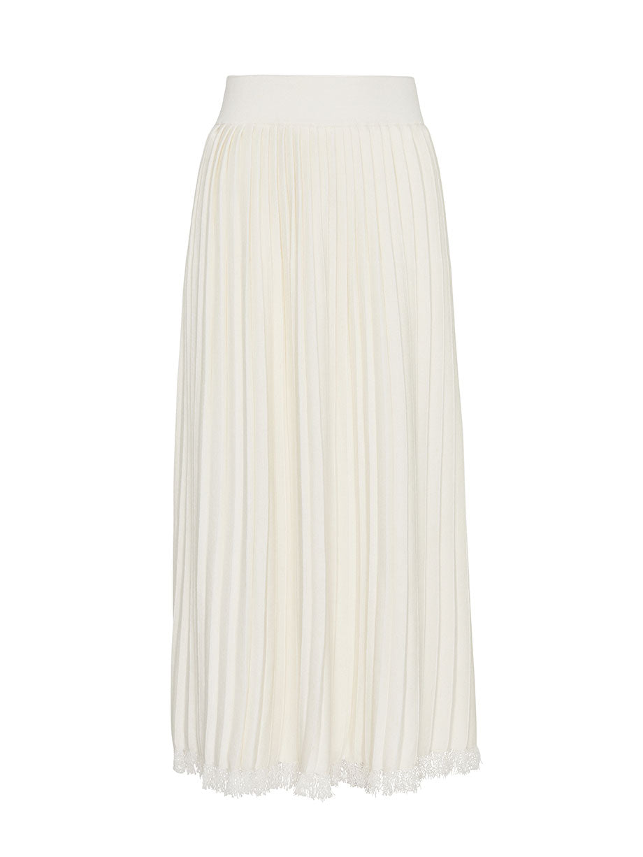 PAMPA Carolina alpaca cotton pleated fringe midi skirt