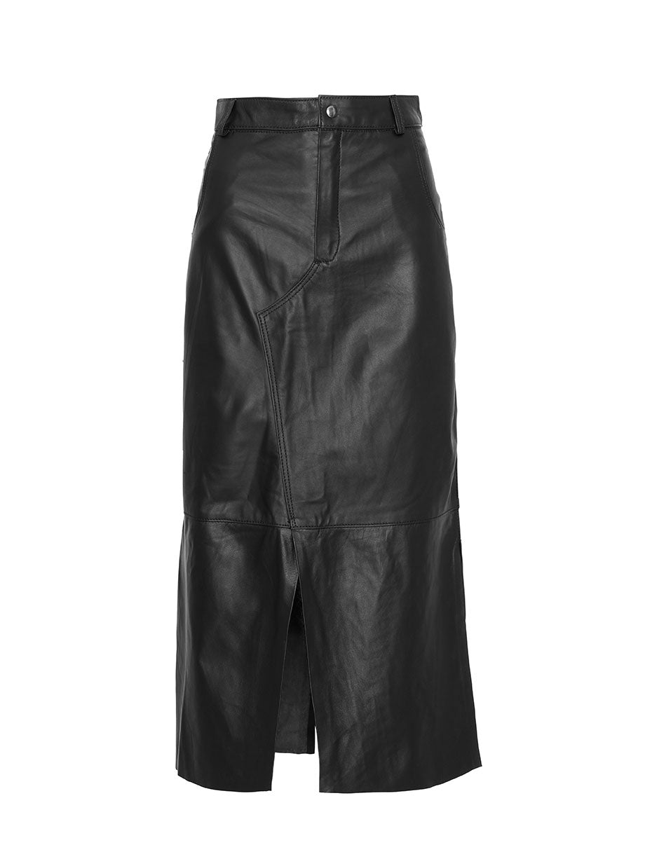 SAVIA Tanta couro sheepskin leather skirt